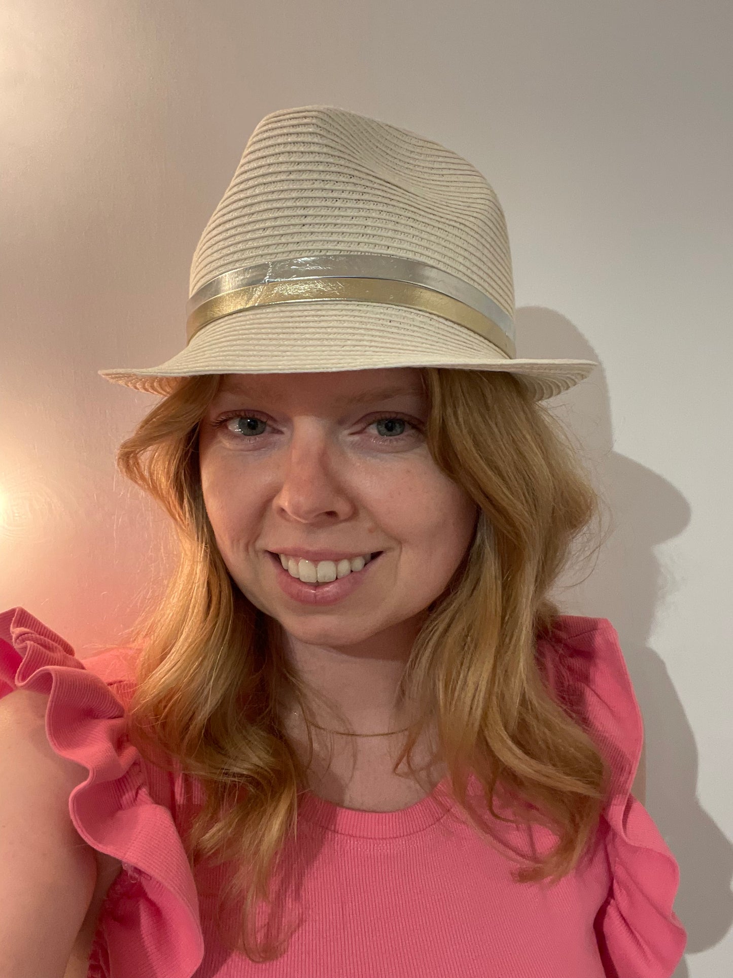 Sun ‘N’ Sand Ivory Metallic Fedora Sun Hat