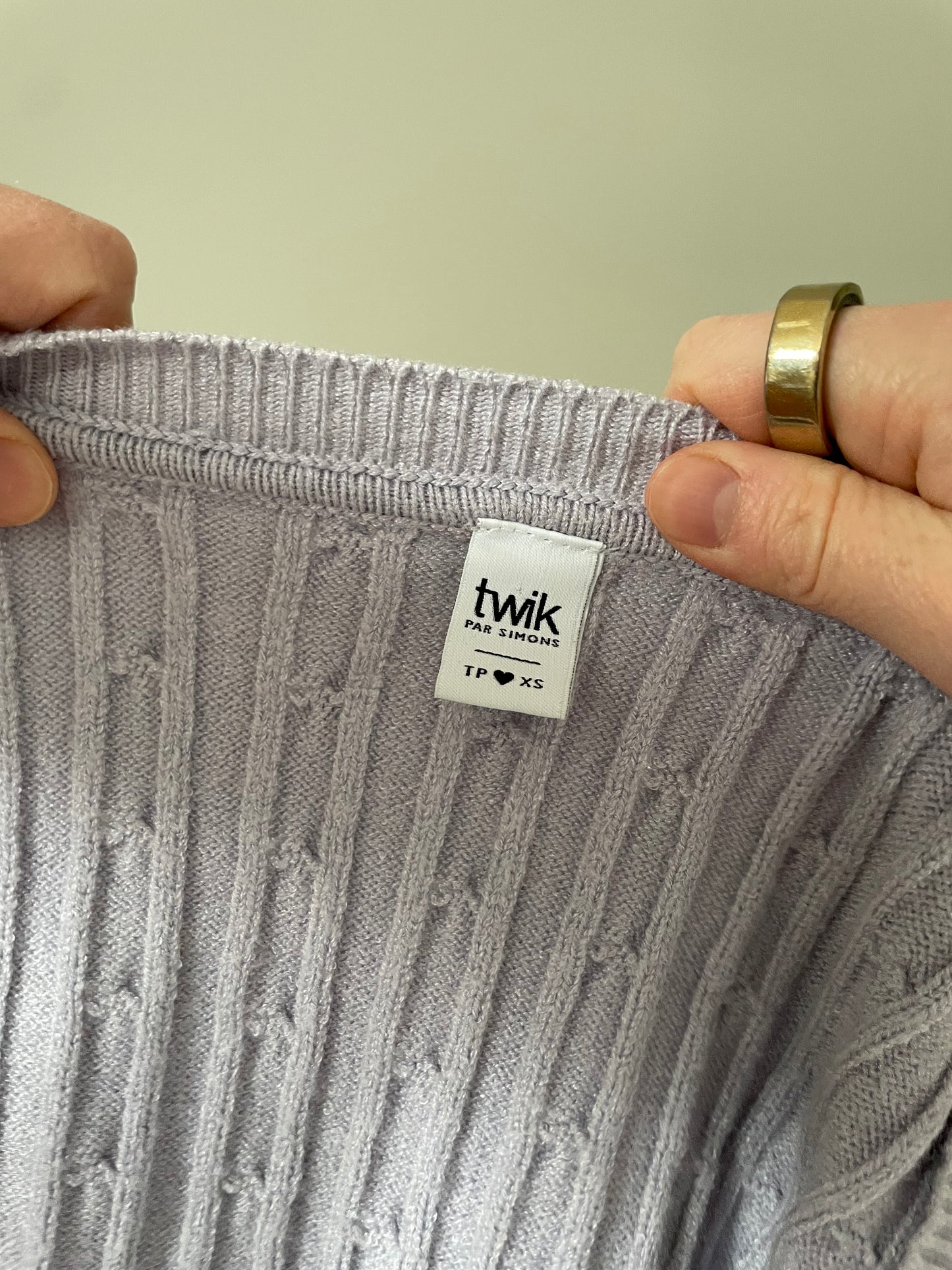 Twik Soft Lilac Cable Knit Sleeveless Sweater Vest – Size XS/S