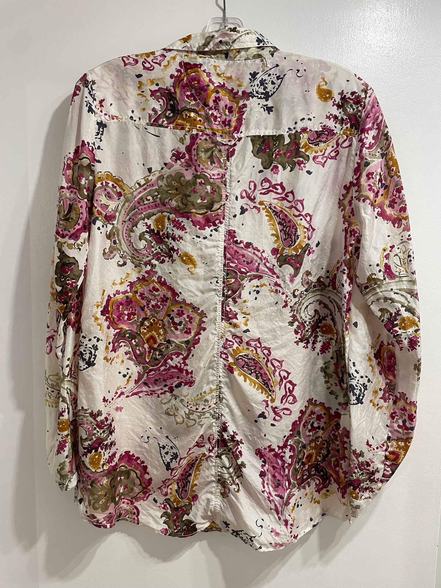 Massimo Dutti 100% Silk Multicolour Washed Paisley Blouse – Medium