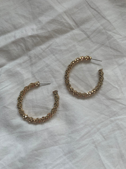 Gold-Tone Textured Hoop Earrings