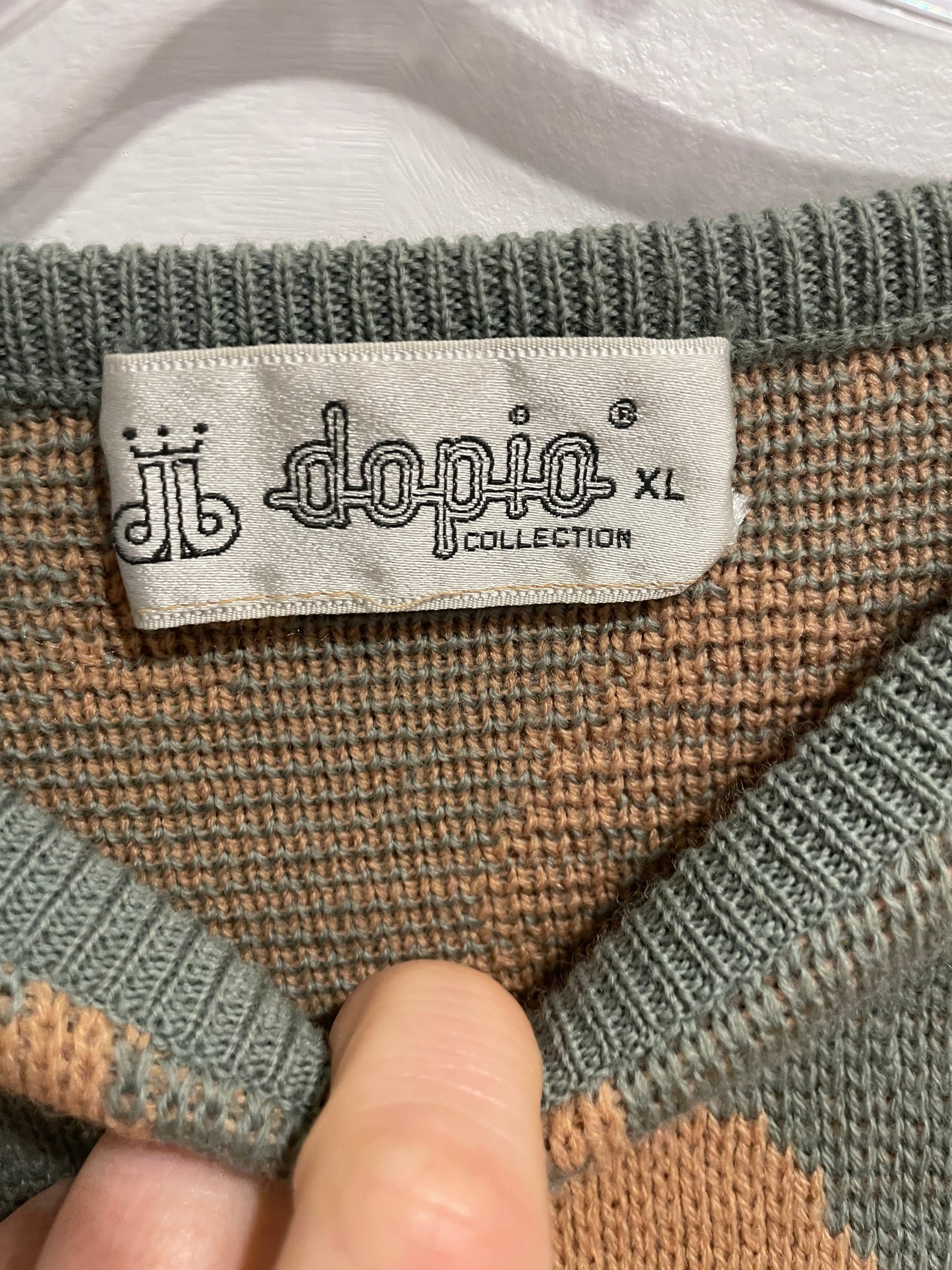 Dopio Collection Sage Green & Camel Wool Blend Vintage Knit Sweater – XL - Le Prix Fashion & Consulting
