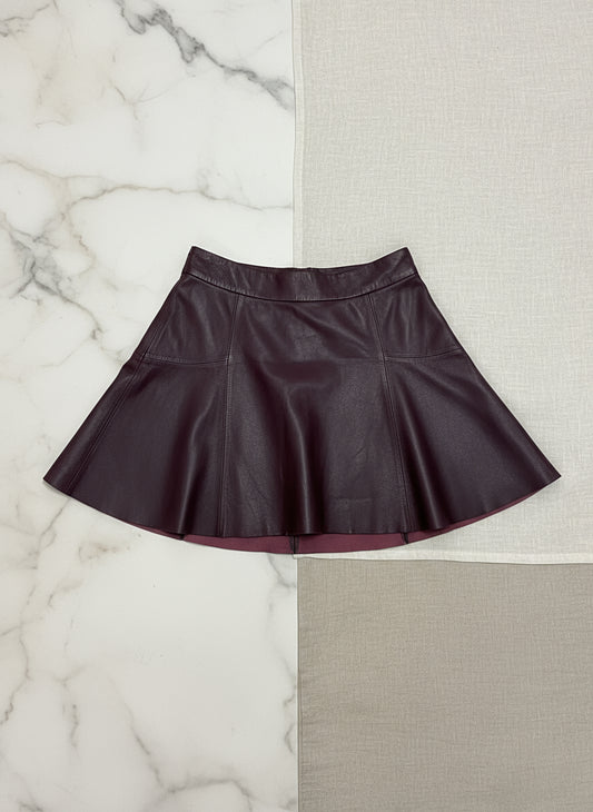 Banana Republic Burgundy Lamb Leather Mini Skirt – Size 10