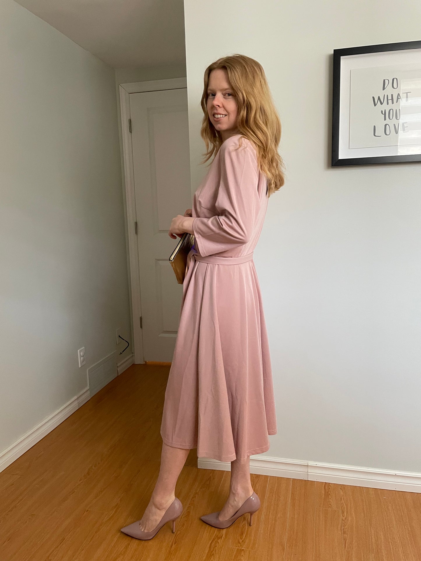 Dressystar Blush Pink Fit & Flare 3/4 Sleeve Midi Dress NWT - 2XL
