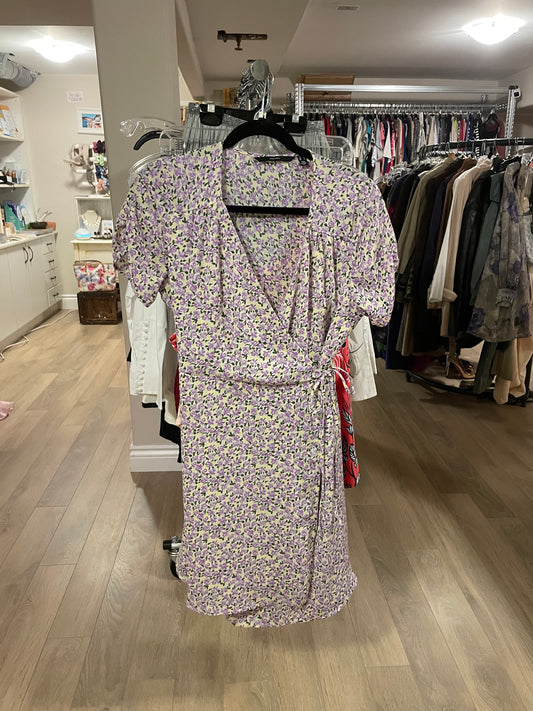 Vero Moda Purple Floral Wrap Dress – Size M