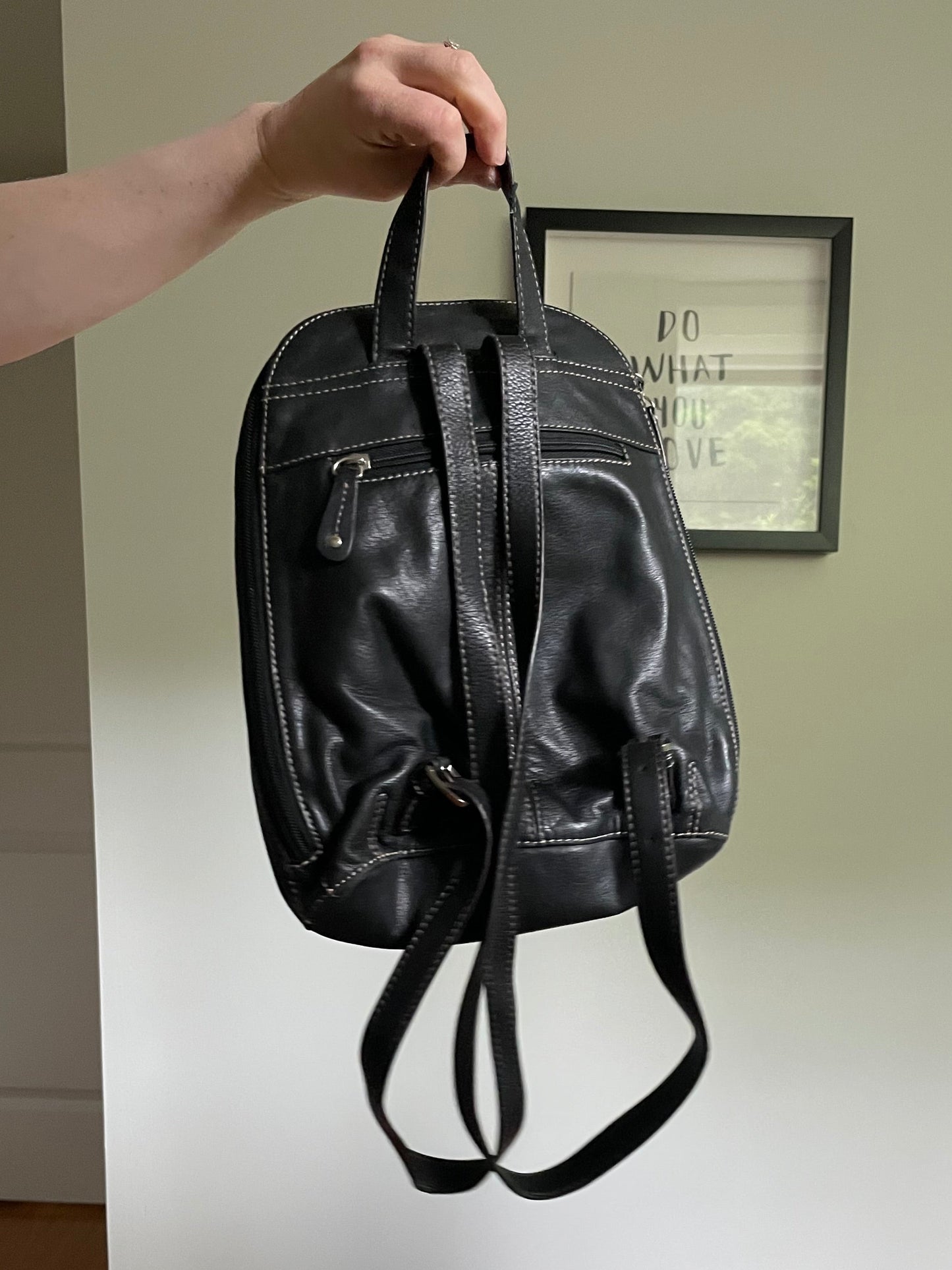 Tignanello Black Leather Mini Backpack Purse