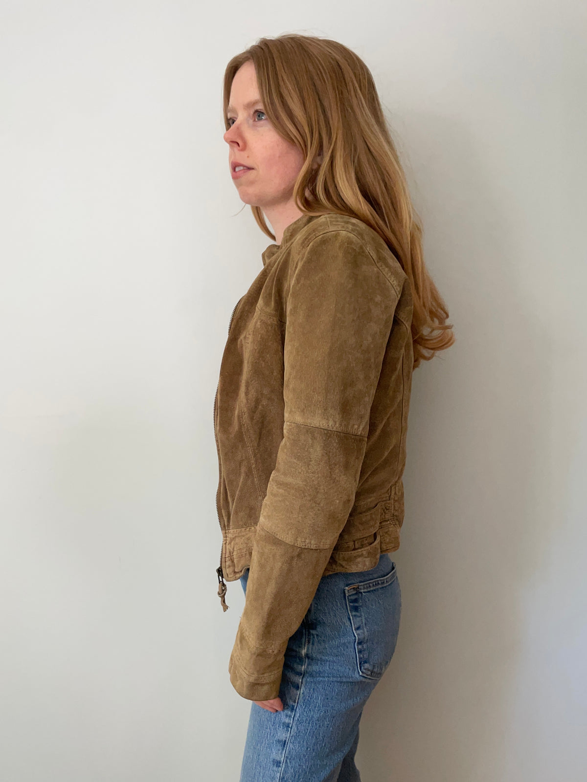 Zara Basic Tan 100% Leather Moto Jacket – Tagged M / Fits S