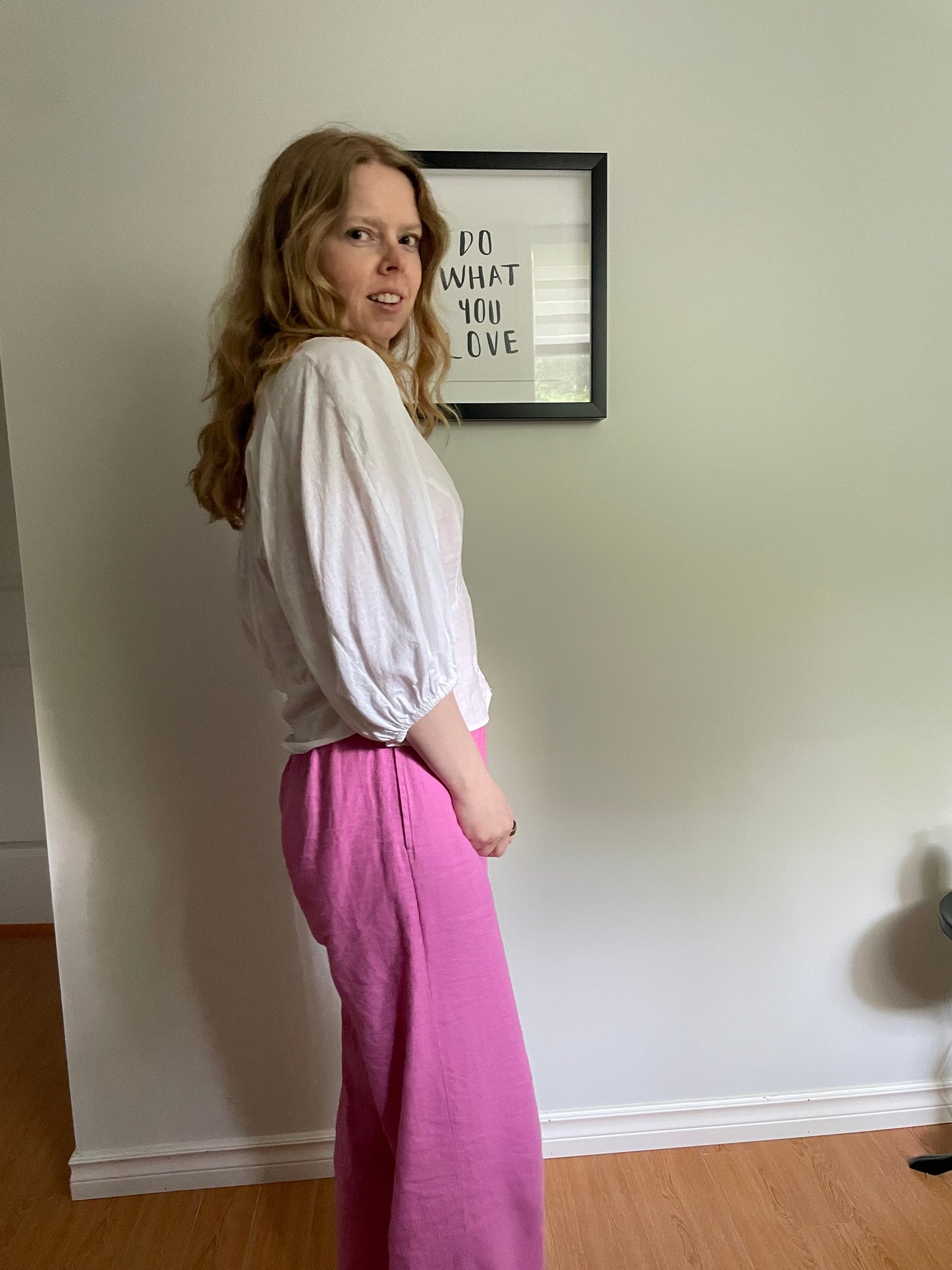 H&M – White Linen-Blend Button-Front Blouse – Medium