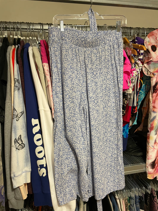 Derek Heart Blue Floral Wide-Leg Pants - Medium
