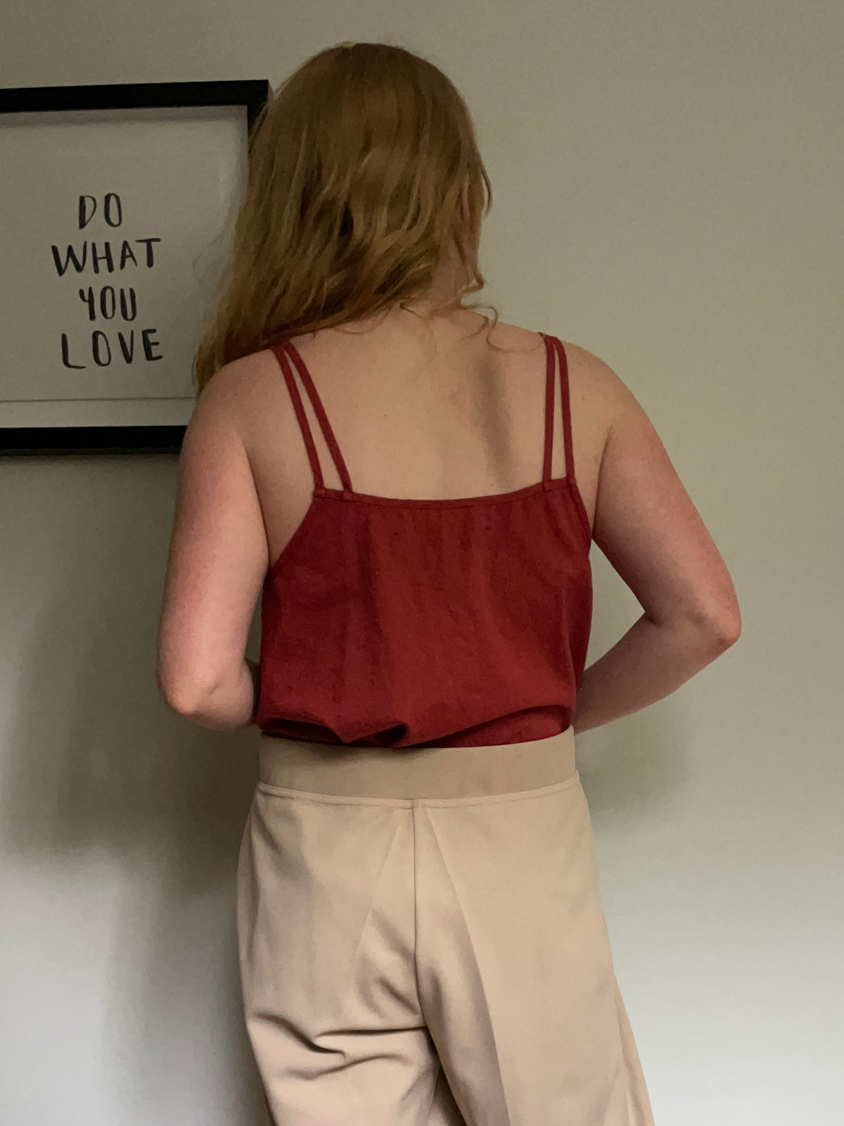 Burgundy Beaded Strap Cotton Button-Front Camisole – L/ M