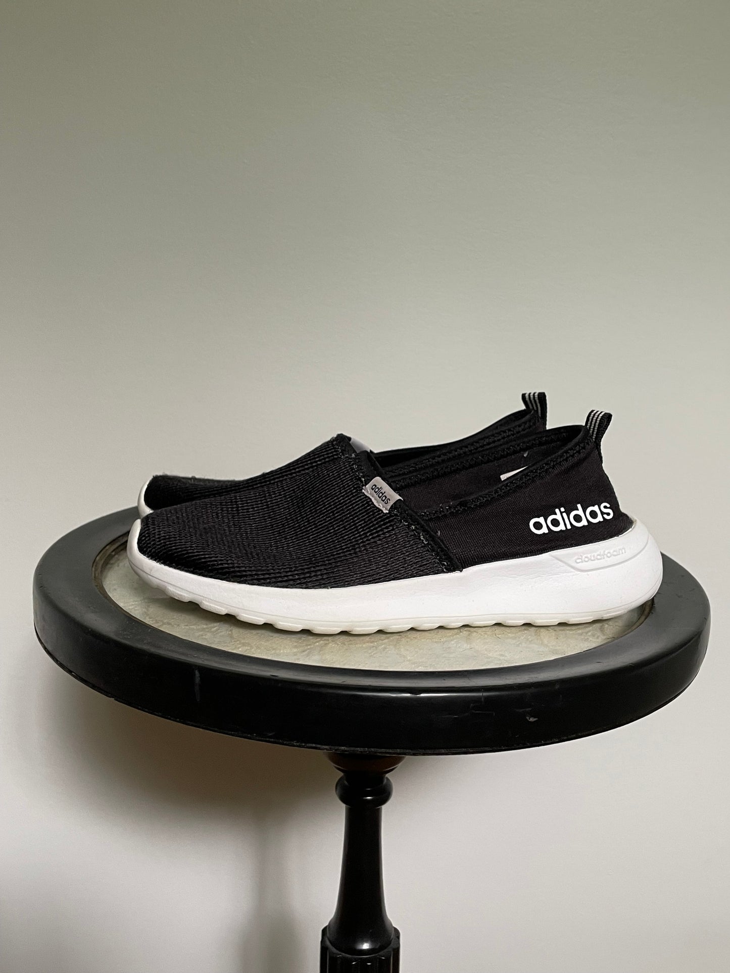 Adidas Black & White Cloudfoam Slip-On Shoes – Size 6