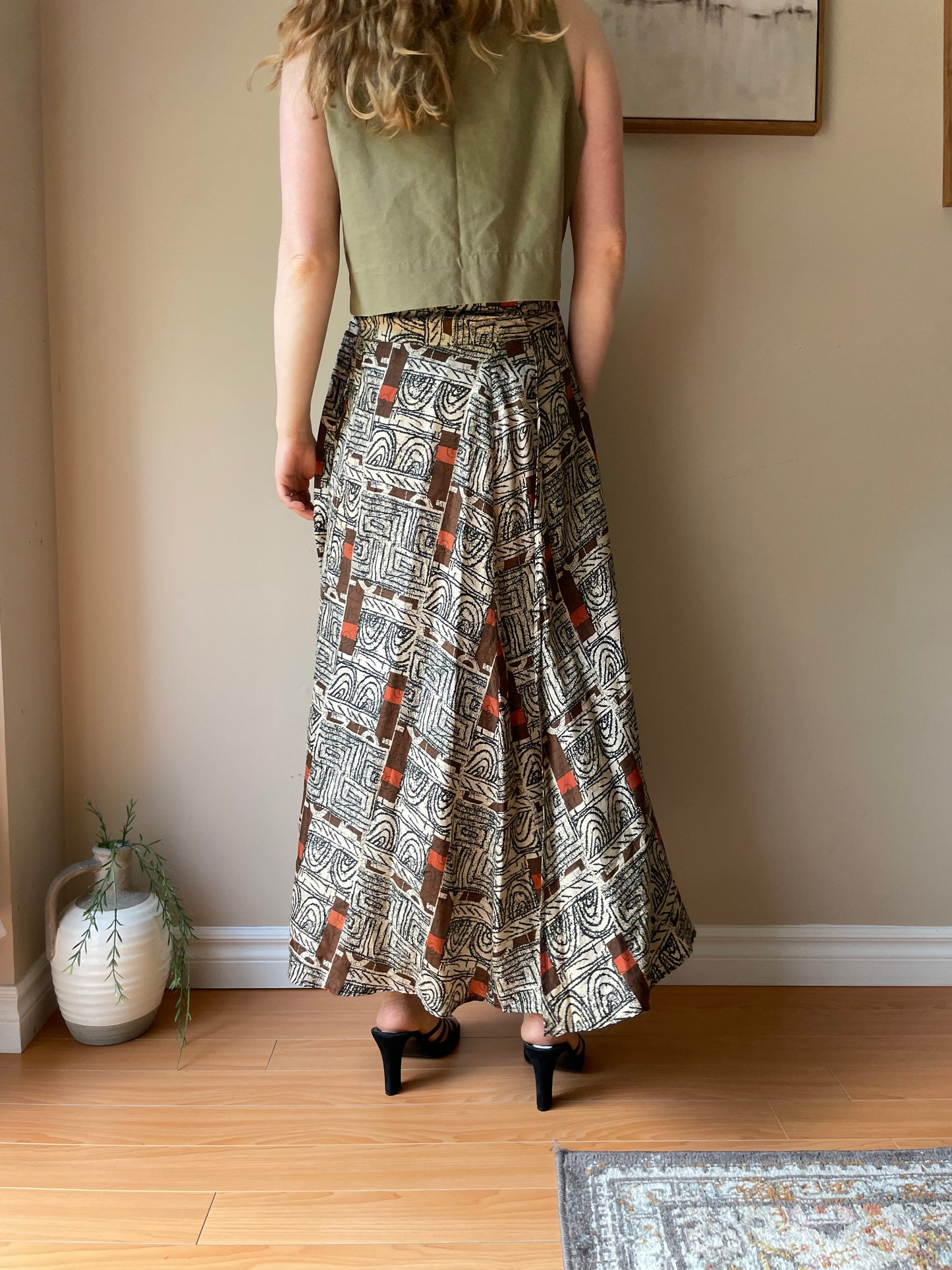 Vintage Introduction 100% Silk Abstract Print Wrap Skirt – Size Small/Medium