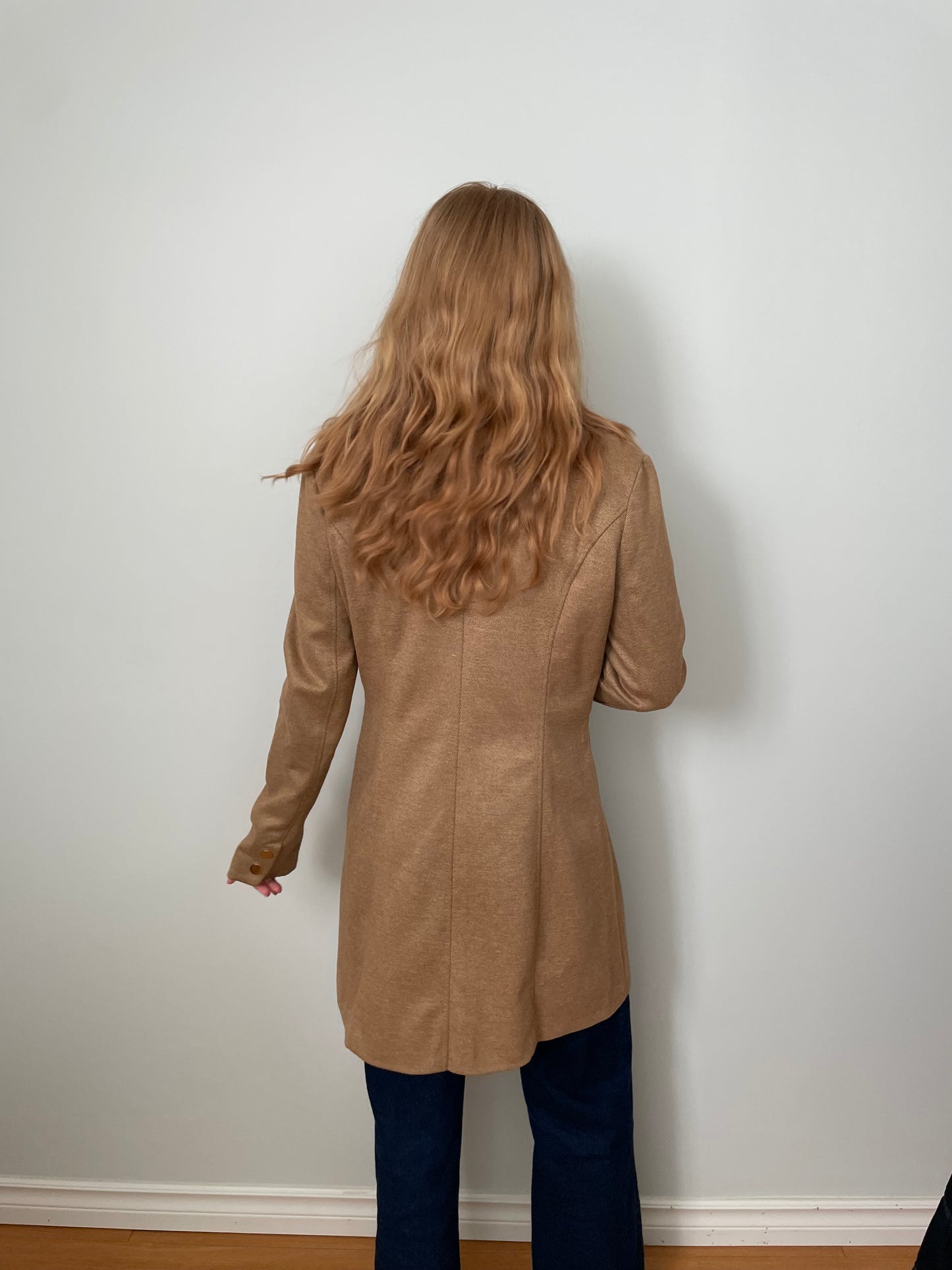 Against Nudity Camel Tailored Knit Coat – Large