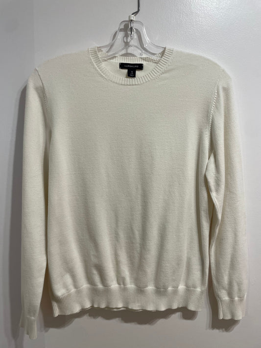 Lands’ End Cream Cotton Crewneck Sweater - Small