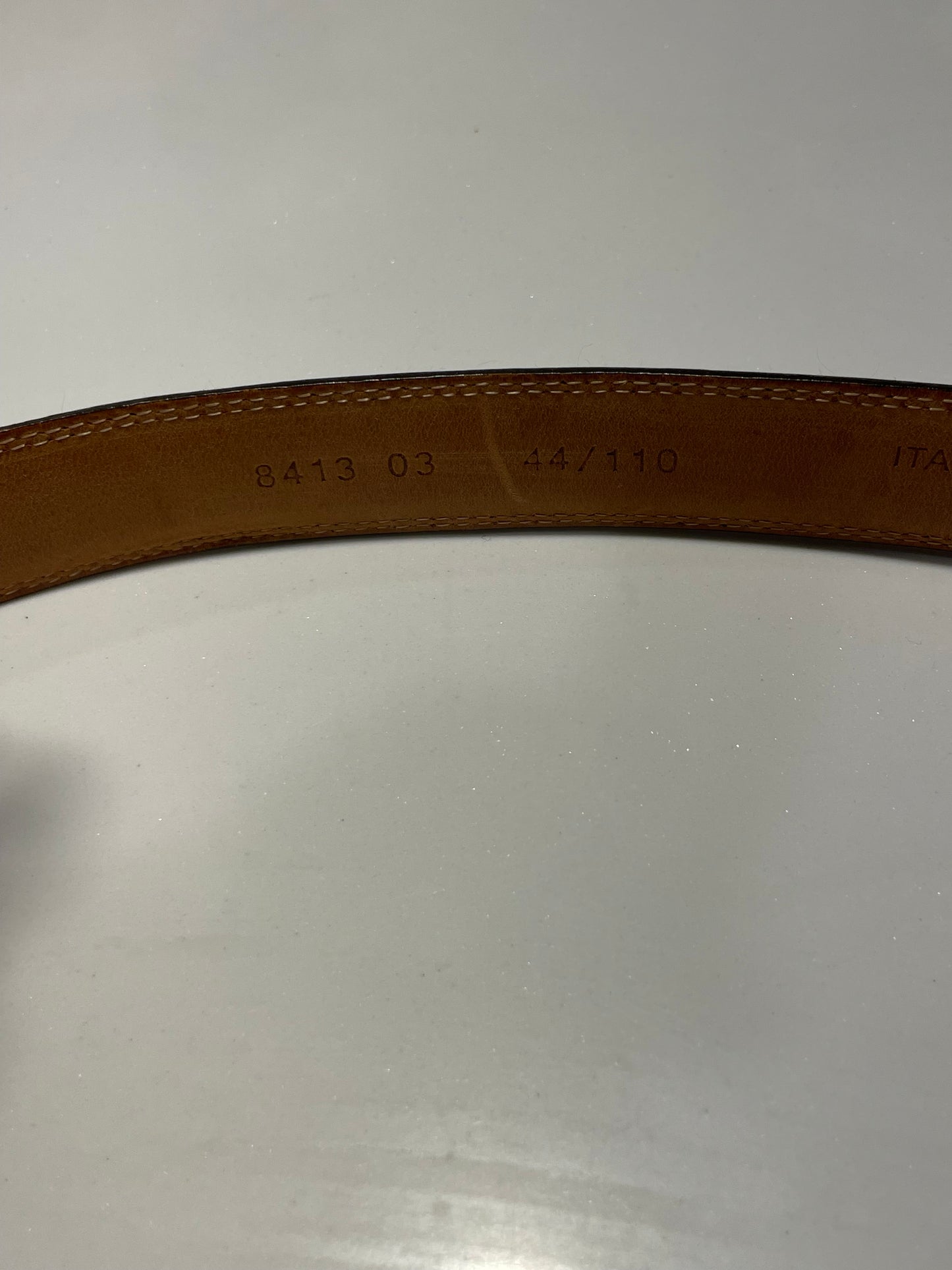 Italian Brown Leather Belt with Solid Brass Buckle – Size 44 / 110