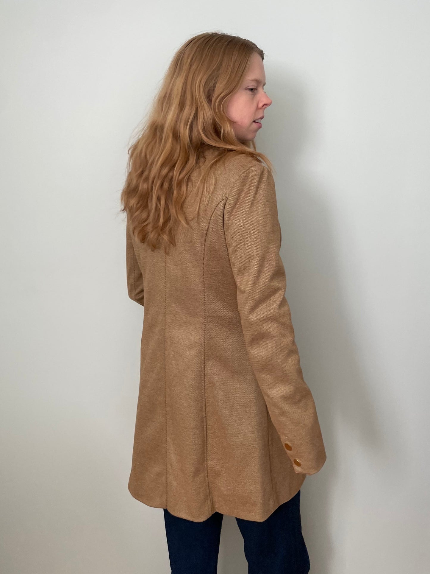 Against Nudity Camel Tailored Knit Coat – Large