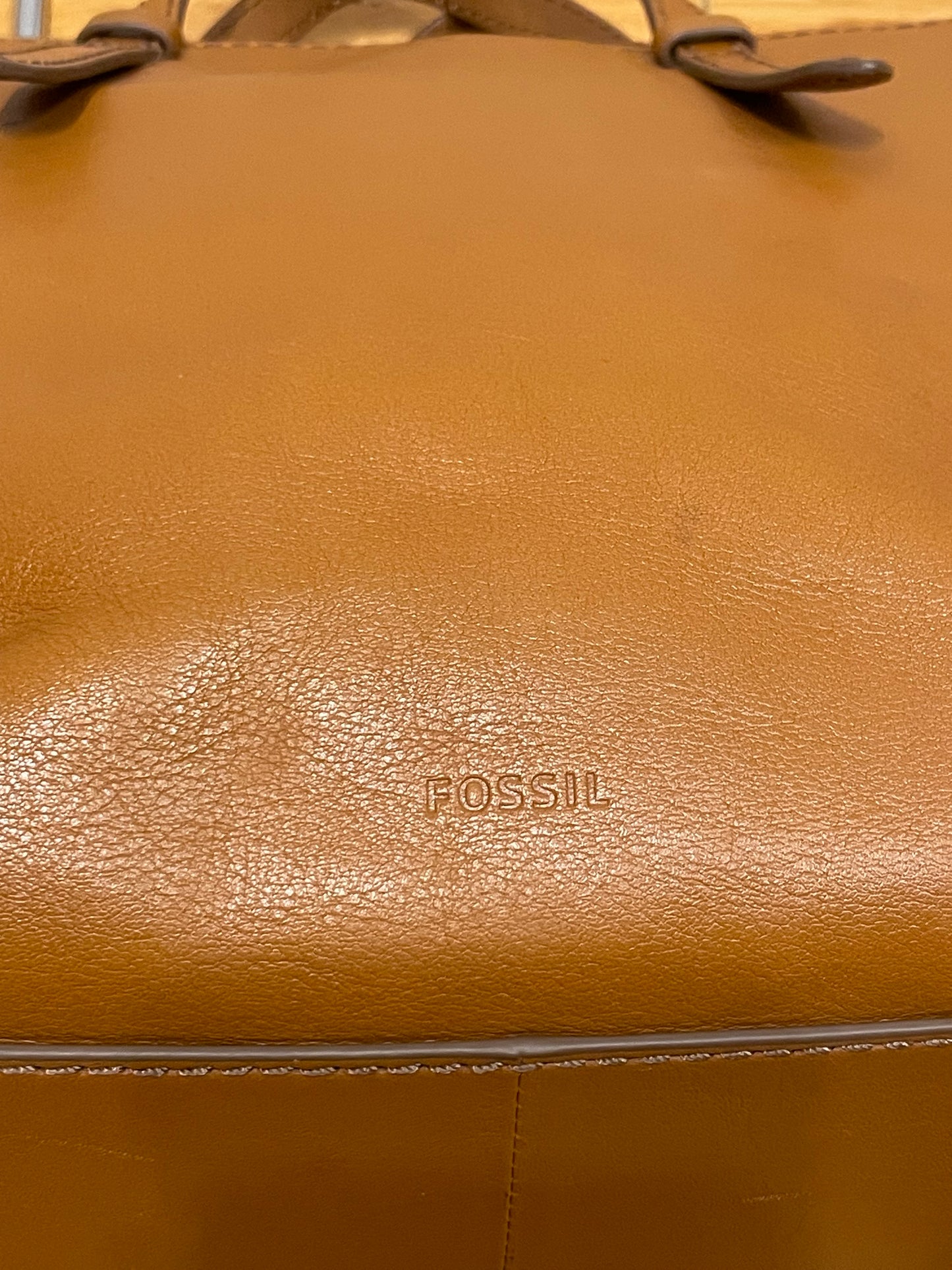 Fossil Tan Leather Convertible Backpack Tote