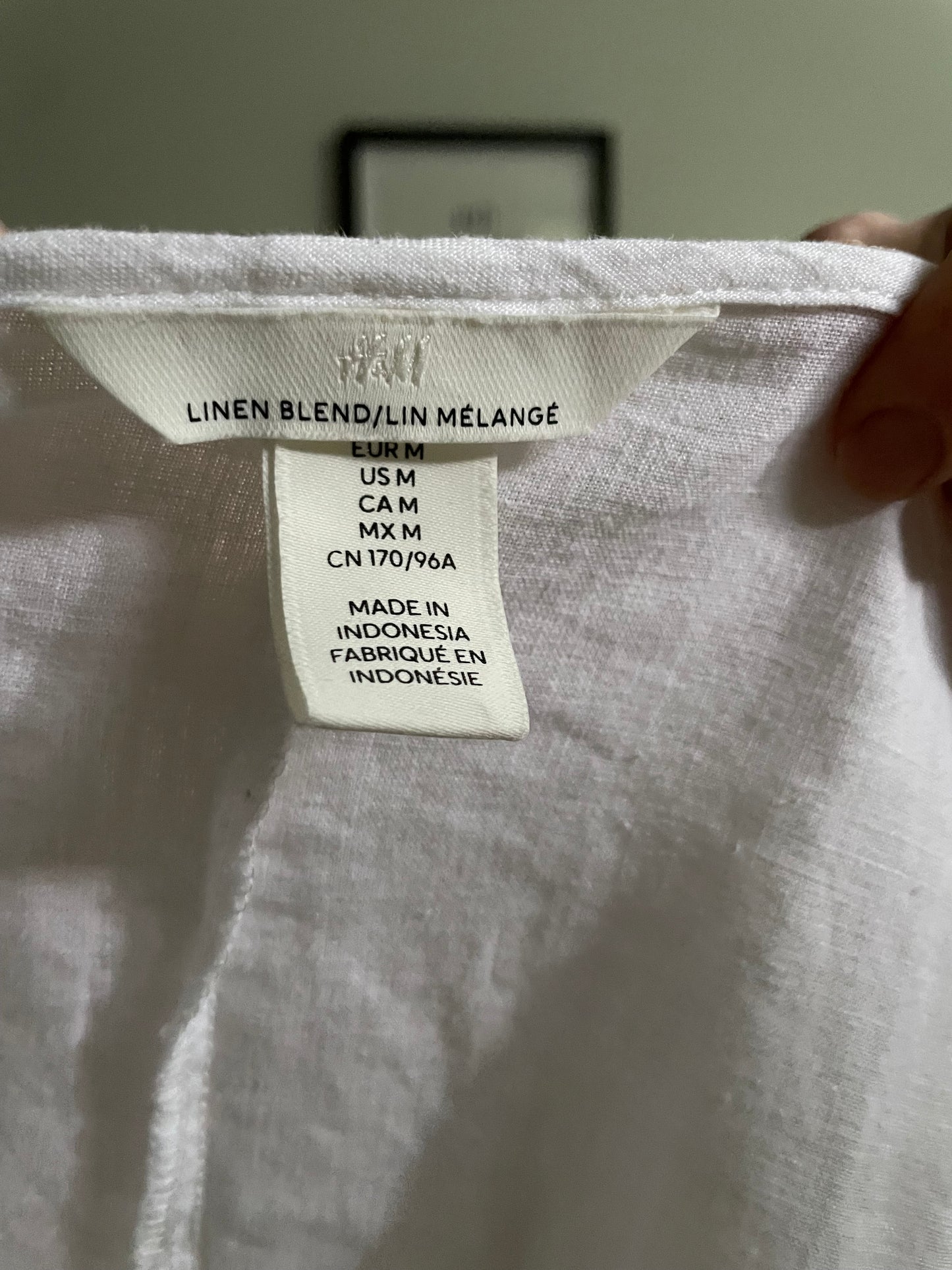 H&M – White Linen-Blend Button-Front Blouse – Medium