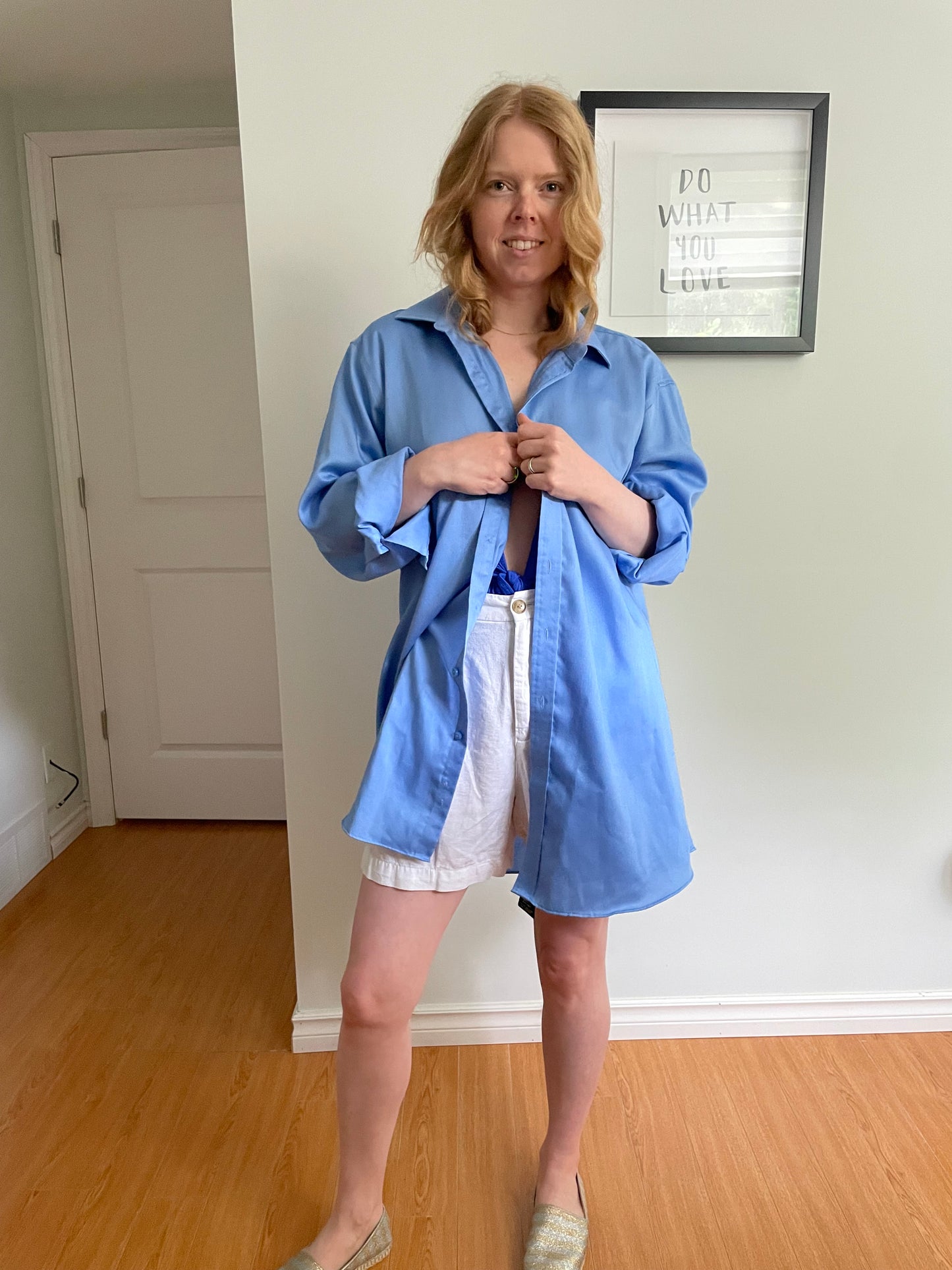 Bellissimo Sky Blue Oversized Button-Up Shirt – 17.5R / XL
