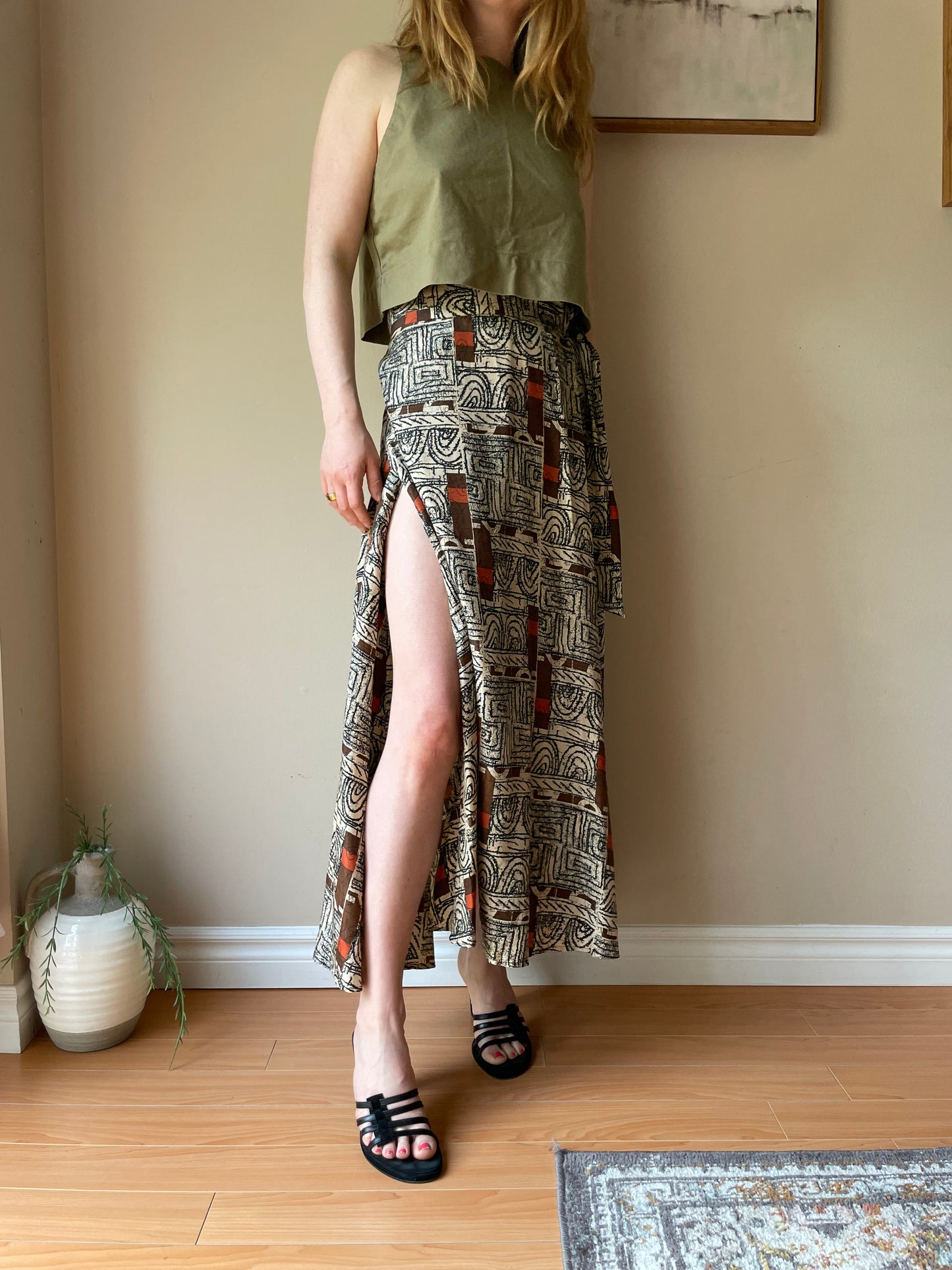 Vintage Introduction 100% Silk Abstract Print Wrap Skirt – Size Small/Medium