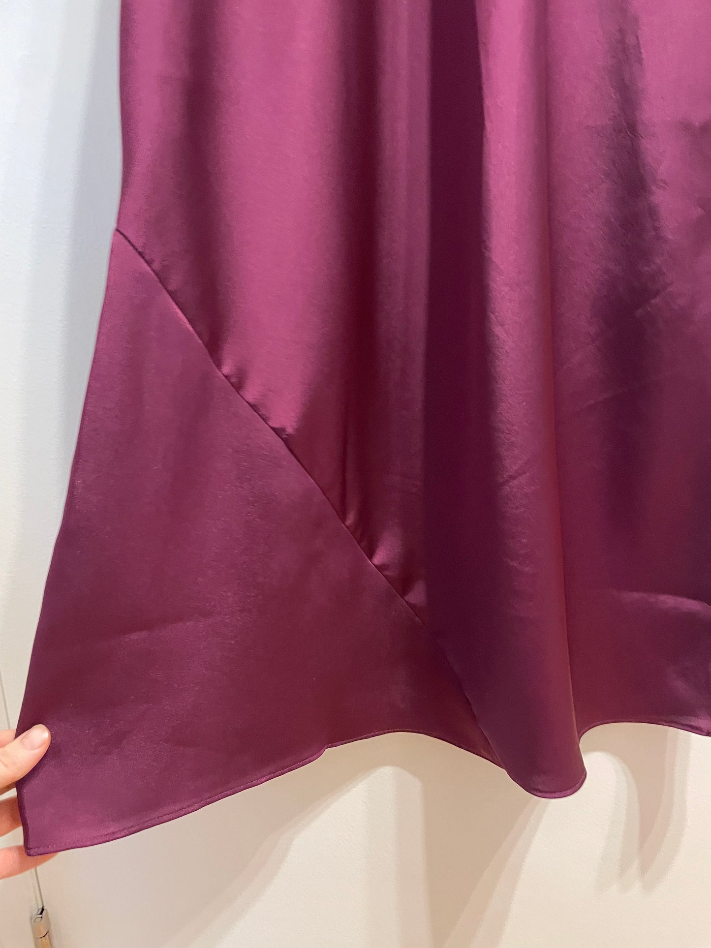 Plum Satin Slip Dress Midi – Small to Medium