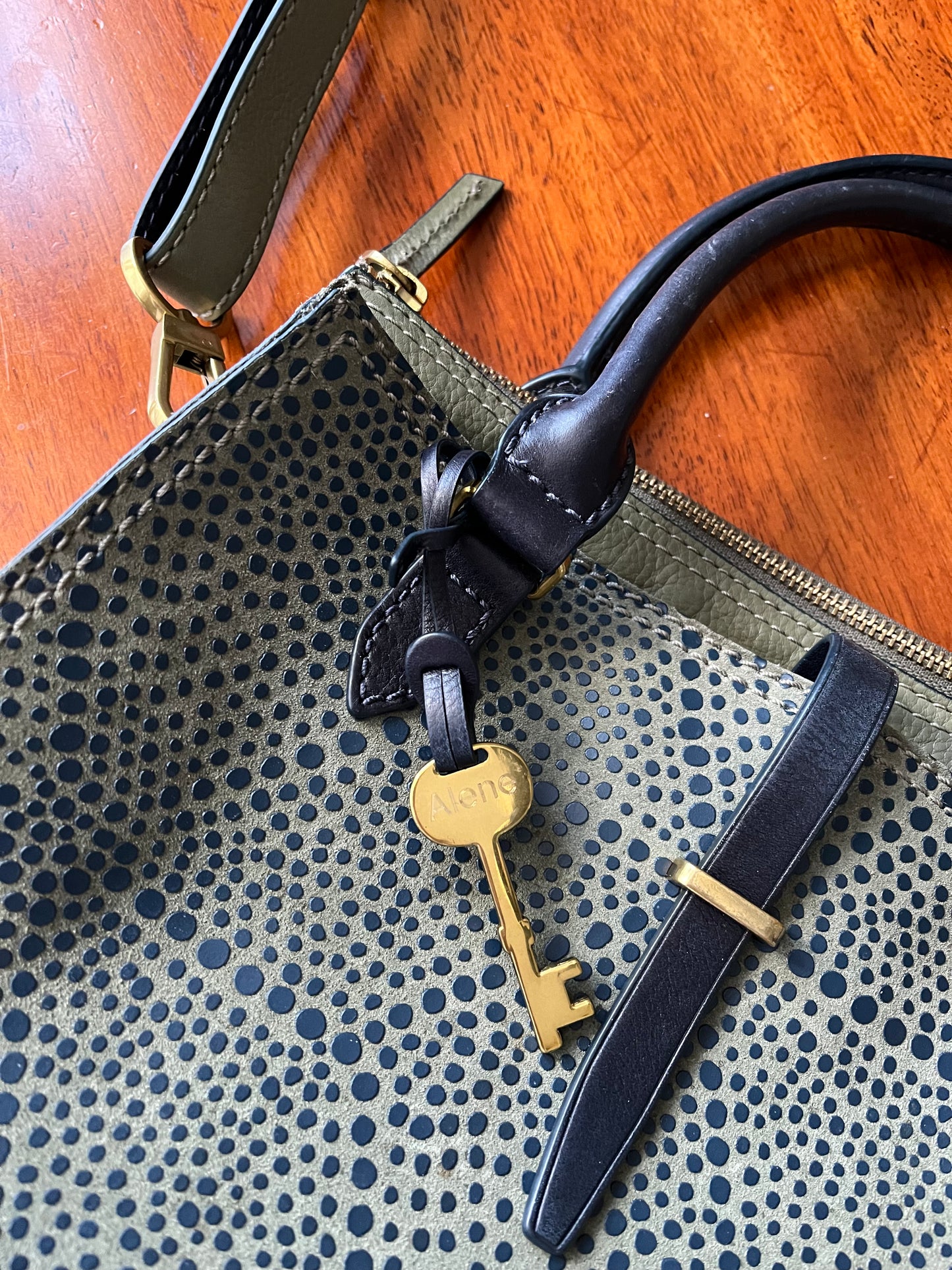 Fossil Olive Green Pebbled Leather Satchel Bag