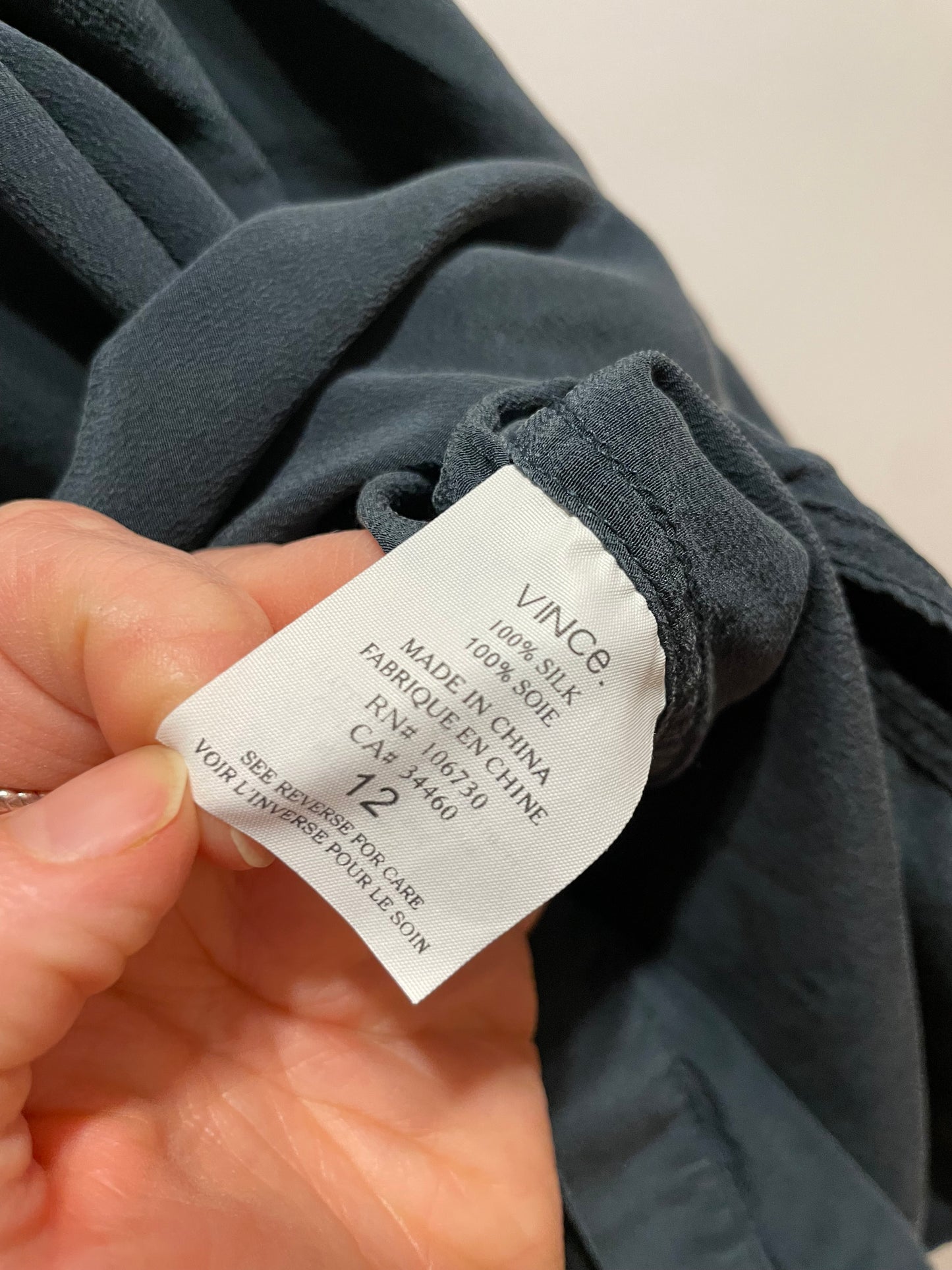 Vince Forest Green 100% Silk Blouse – Size 12