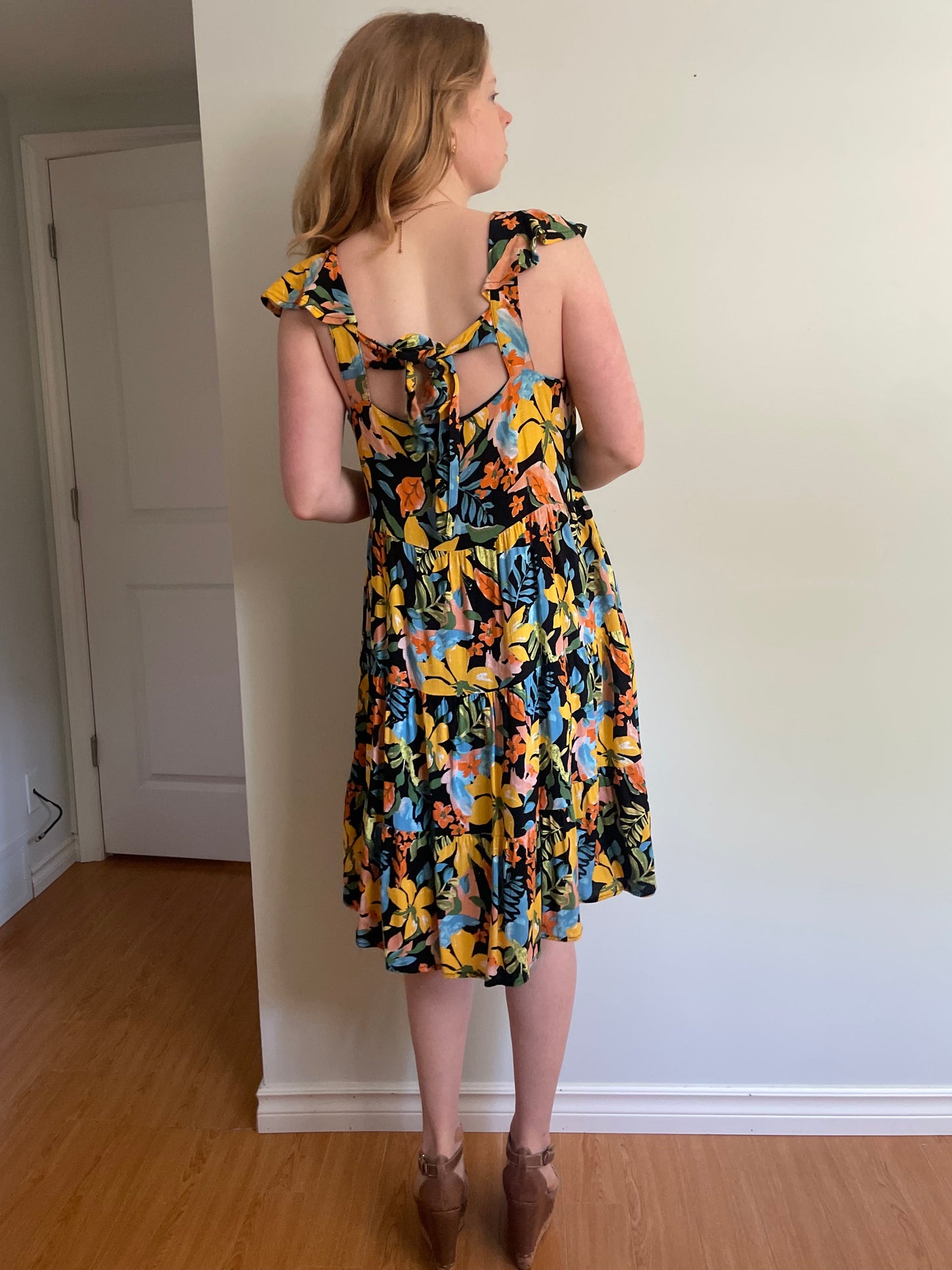 Tribal Femme Tropical Floral Tiered Dress - Medium