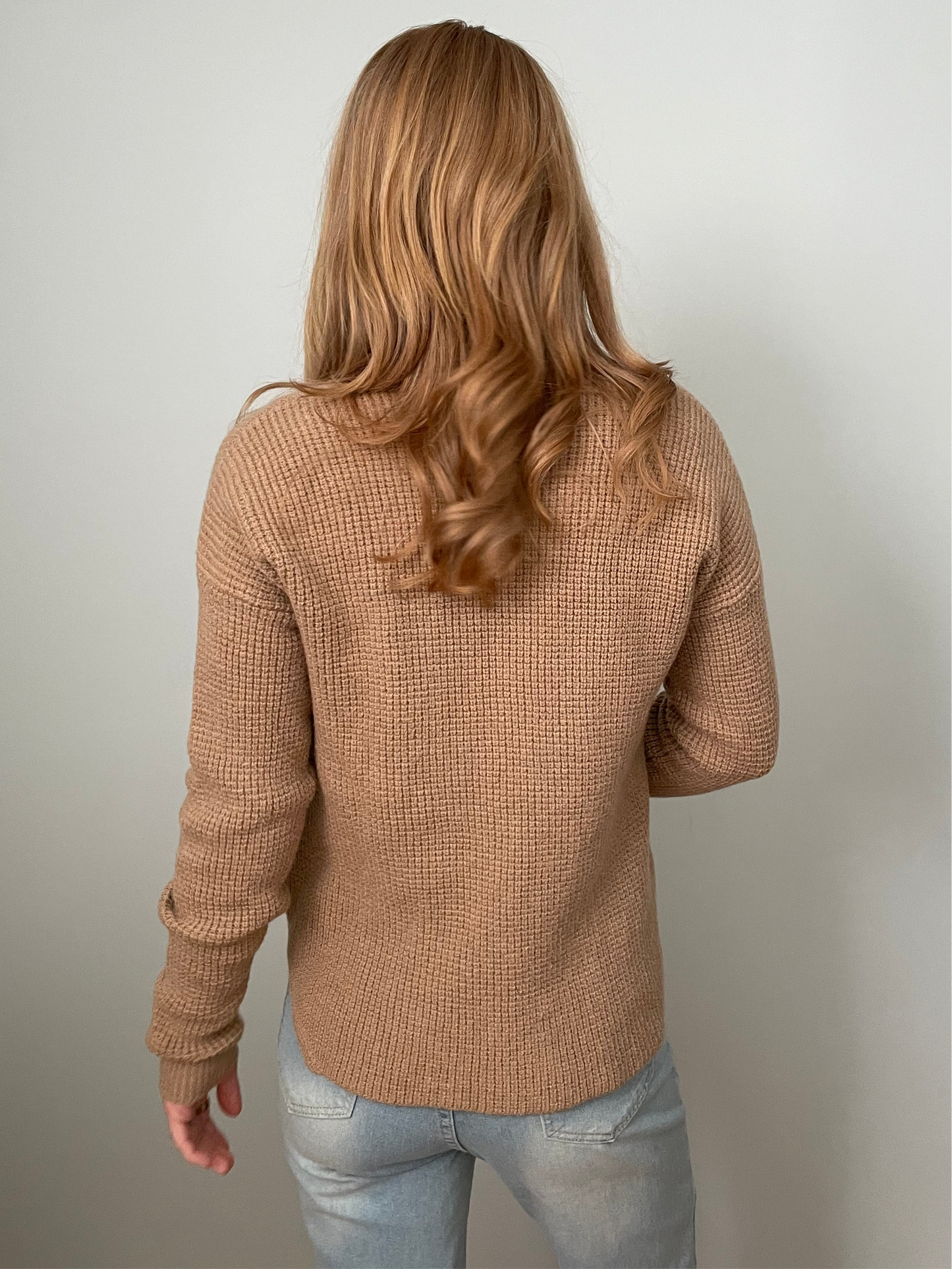 Wilfred Free Camel 100% Merino Wool Waffle Knit Sweater - Medium