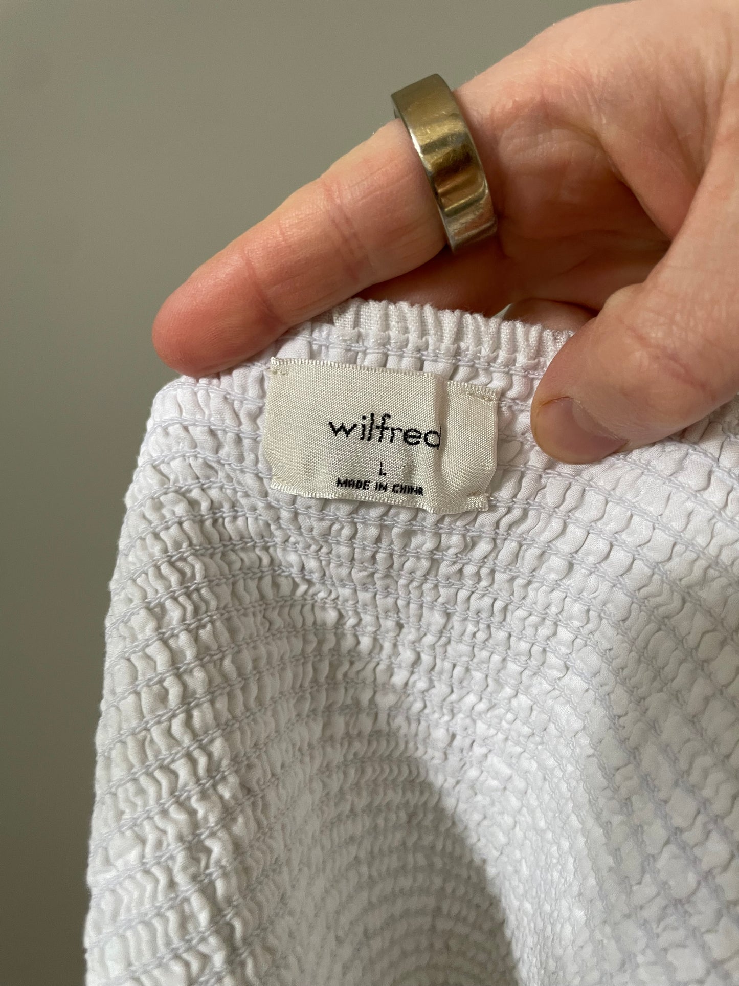 Wilfred White Floral Organic Linen Puff Sleeve Crop Top - Size Large