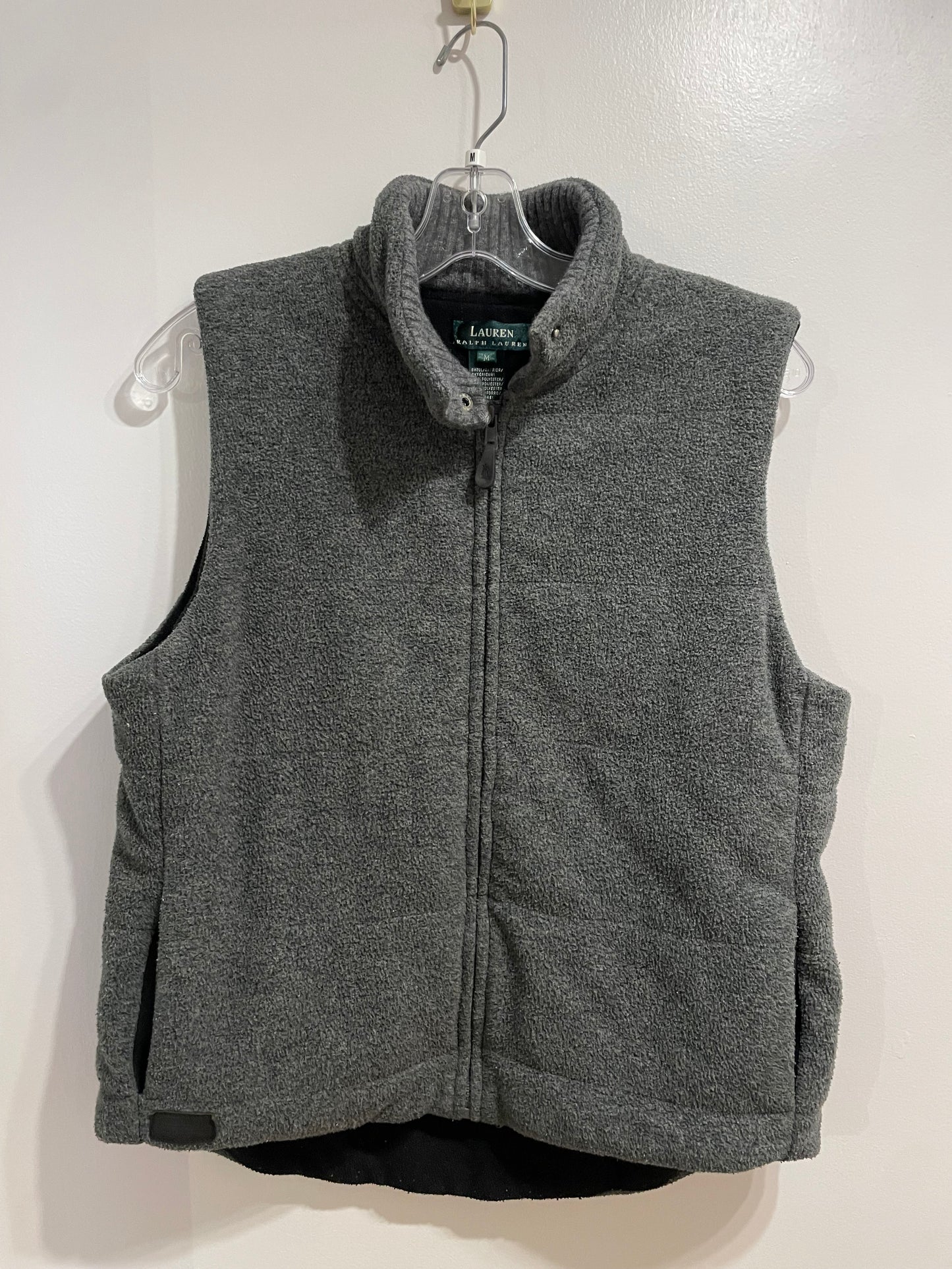 Lauren Ralph Lauren Grey Fleece Zip-Up Vest - Medium