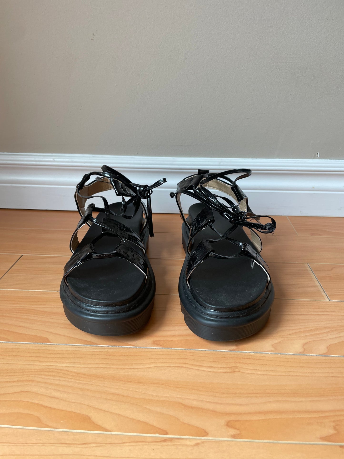 Strappy Black Platform Sandals – Size 39