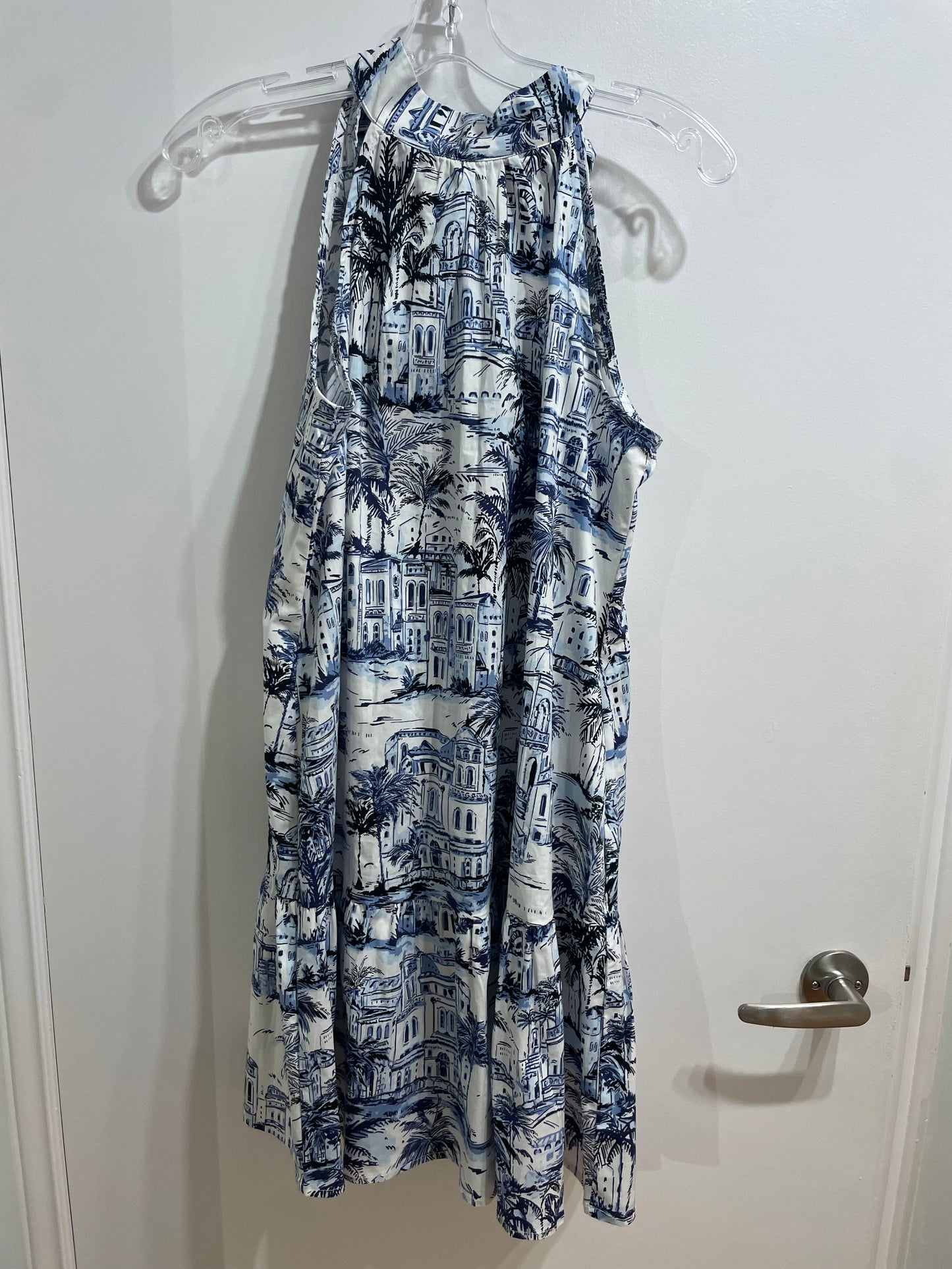 Calypso St. Barth Blue & White Toile Cotton Halter Mini Dress NWT - Small