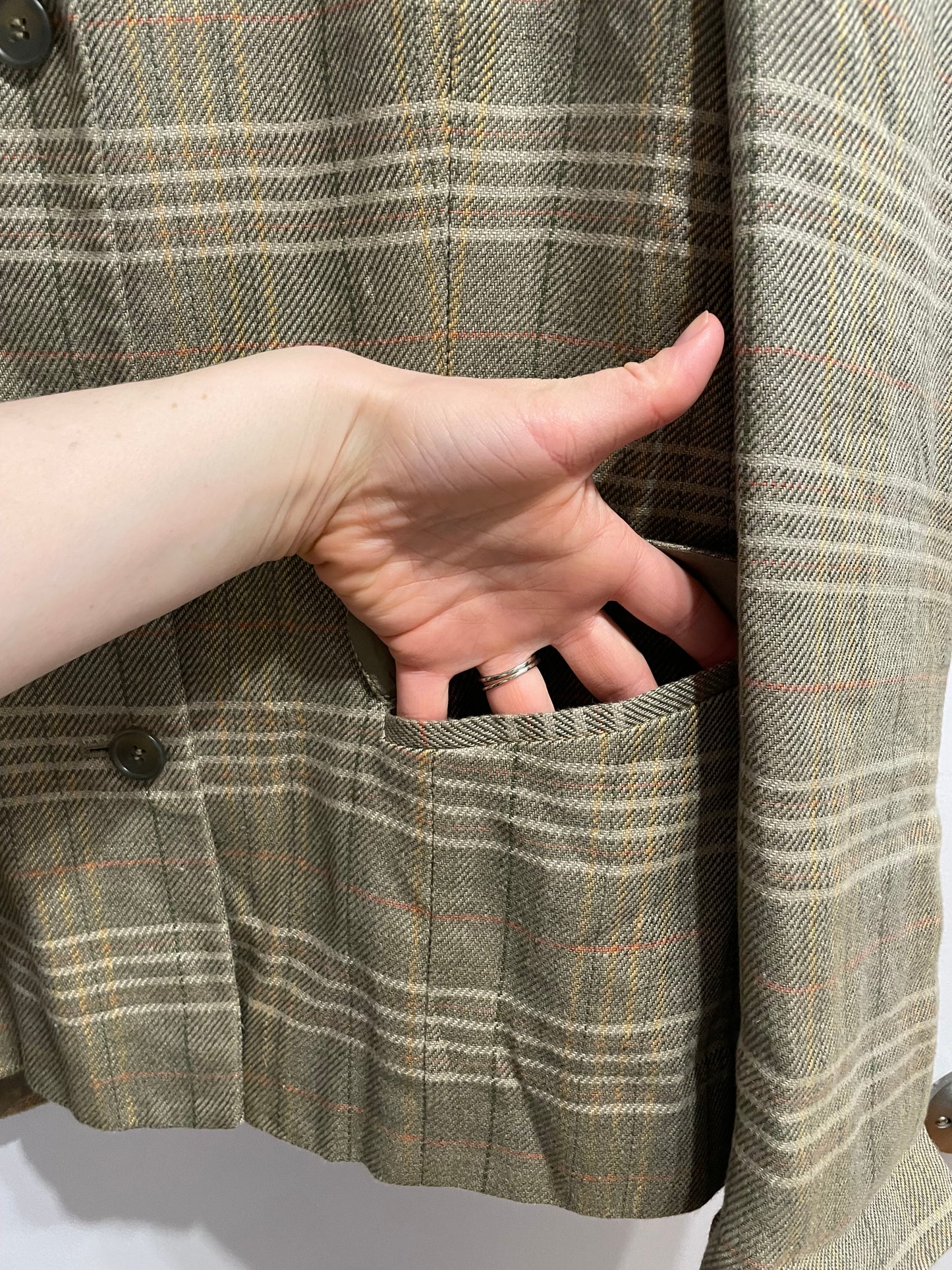Jones New York Olive Plaid Linen Blend Blazer – Size 12