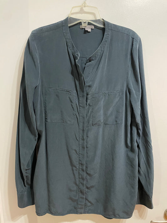 Vince Forest Green 100% Silk Blouse – Size 12