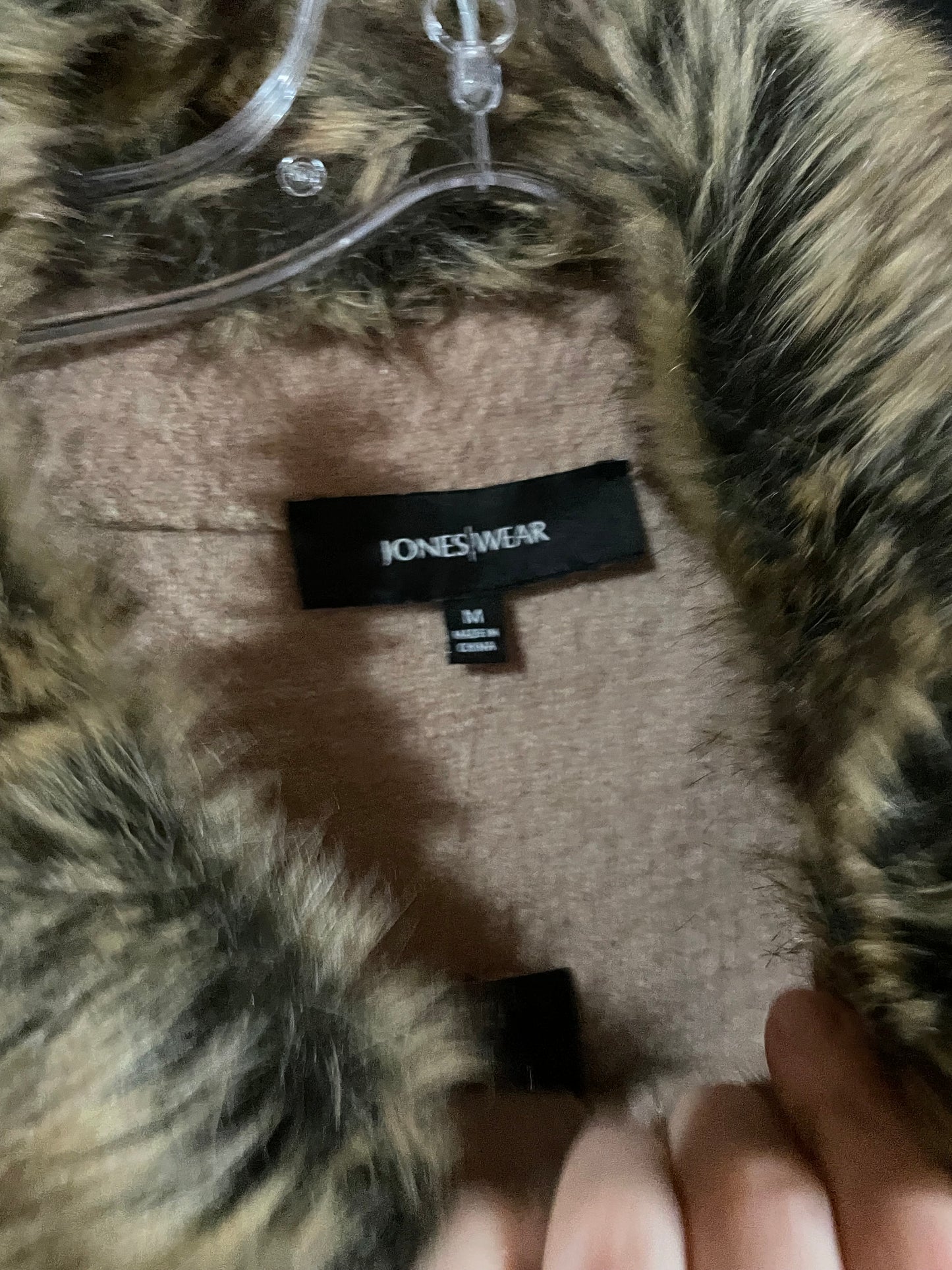 Jones Wear Camel Wool Jacket with Detachable Faux Fur Collar NWT  – Medium