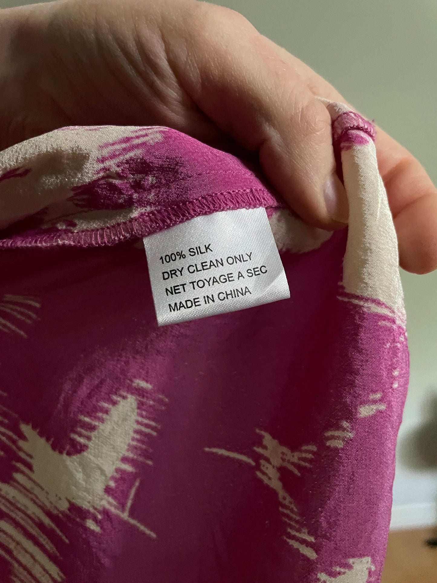 Yumi Kim – Fuchsia & Cream Abstract Print Silk Blouse – XS/S