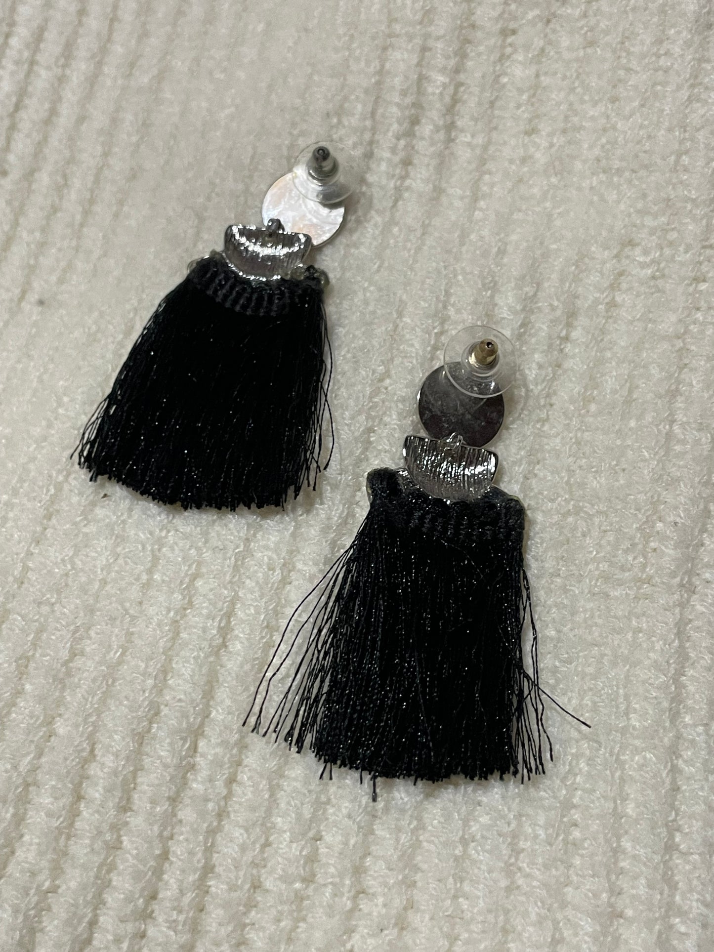 Black Tassel Drop Earrings