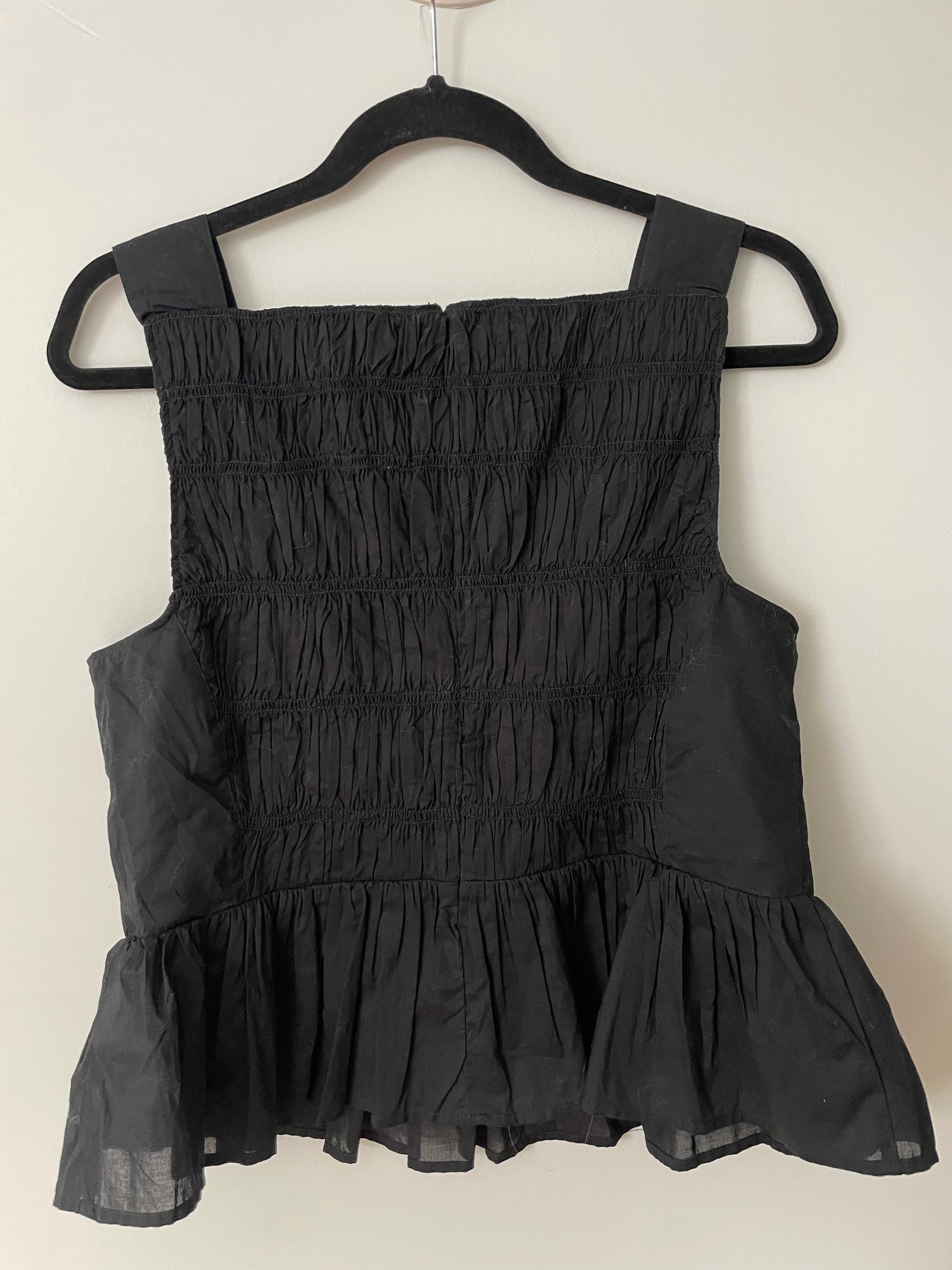 J.Crew Black Smocked Cotton Peplum Tank Top NWT - Size 14 - Le Prix Fashion & Consulting