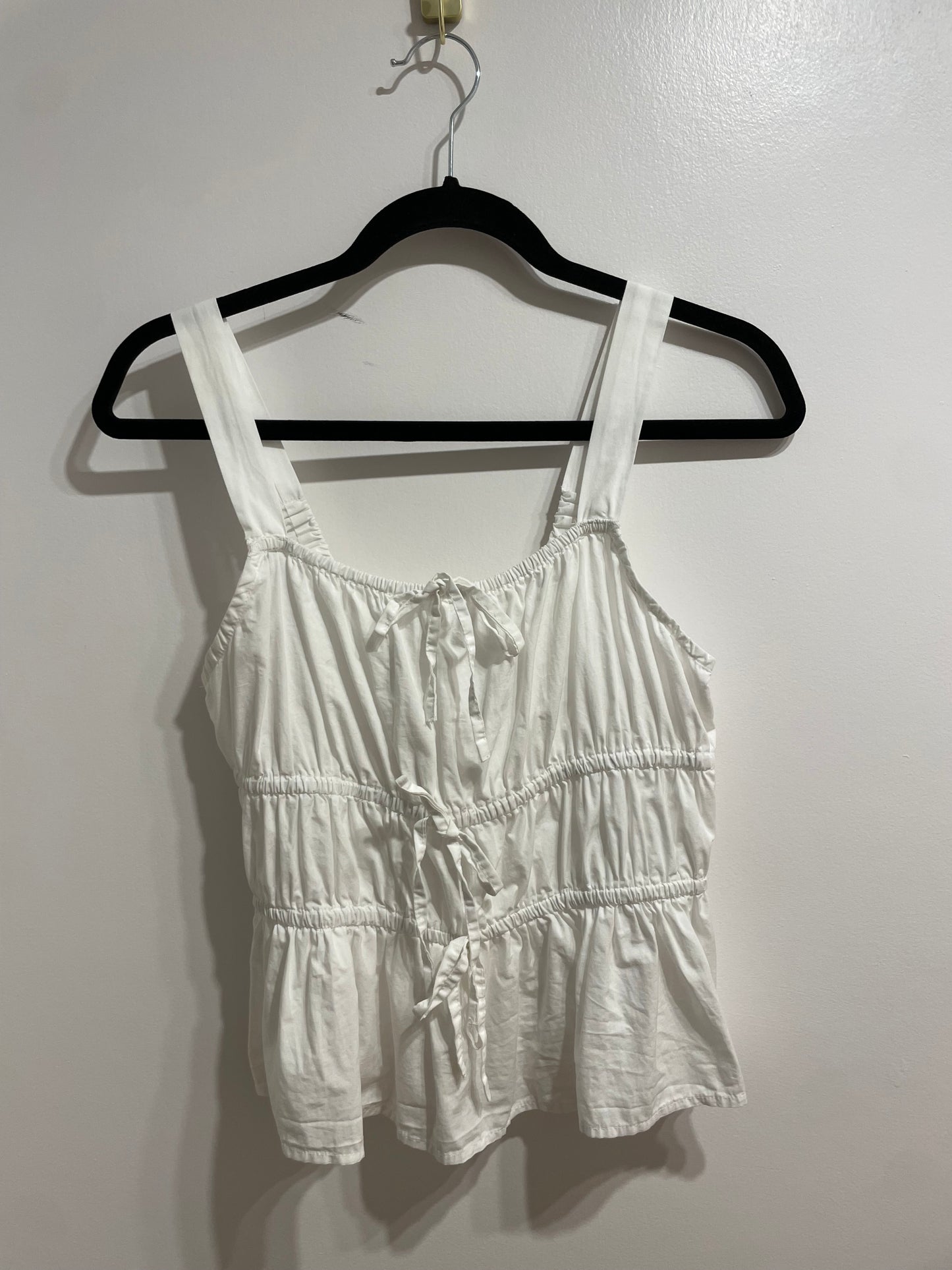 Sim & Sam White Tie Front 100% Cotton Peplum Tank Top - S/M/L/XL