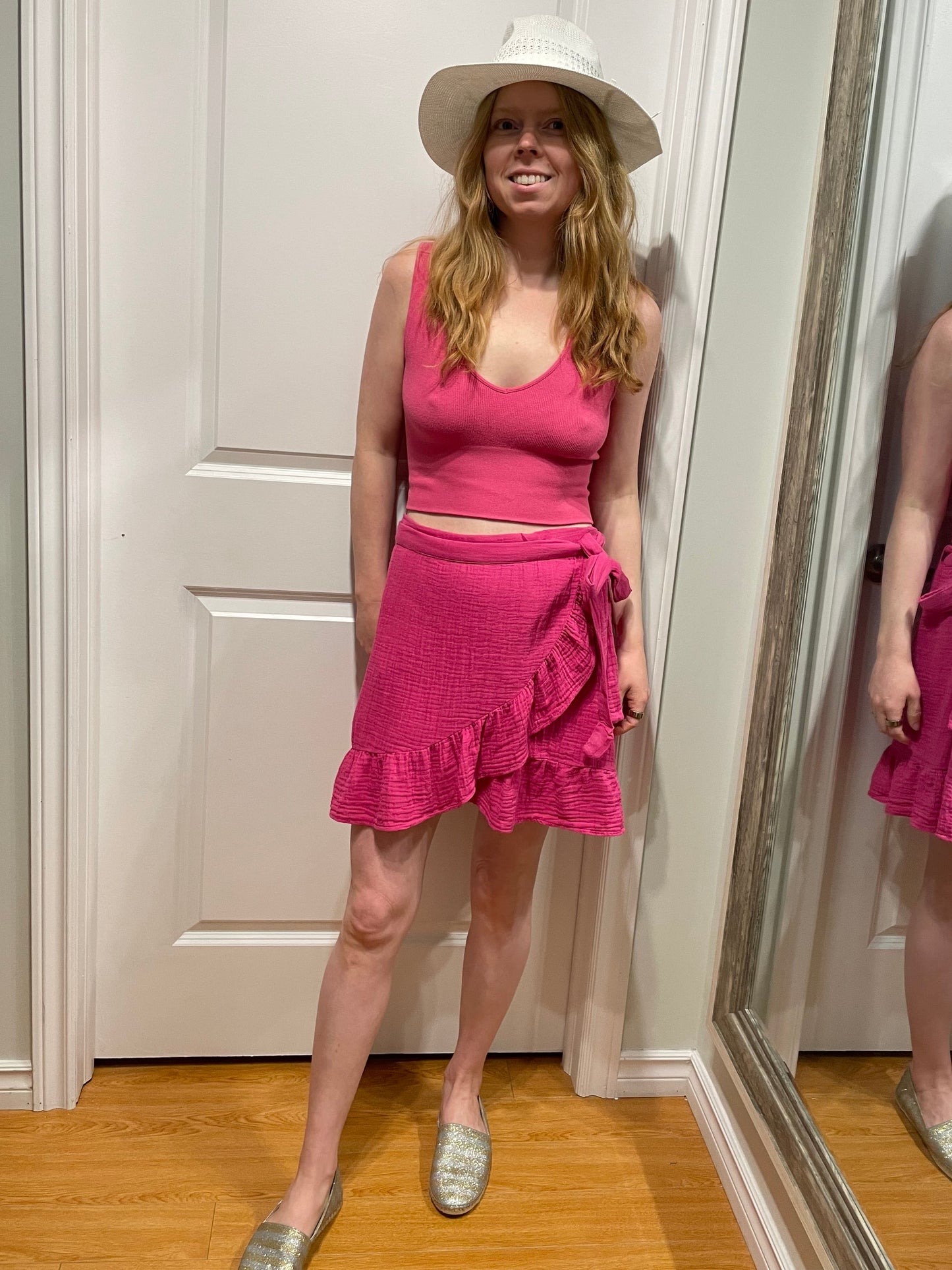 MNG Hot Pink Gauze Wrap Skirt – Small