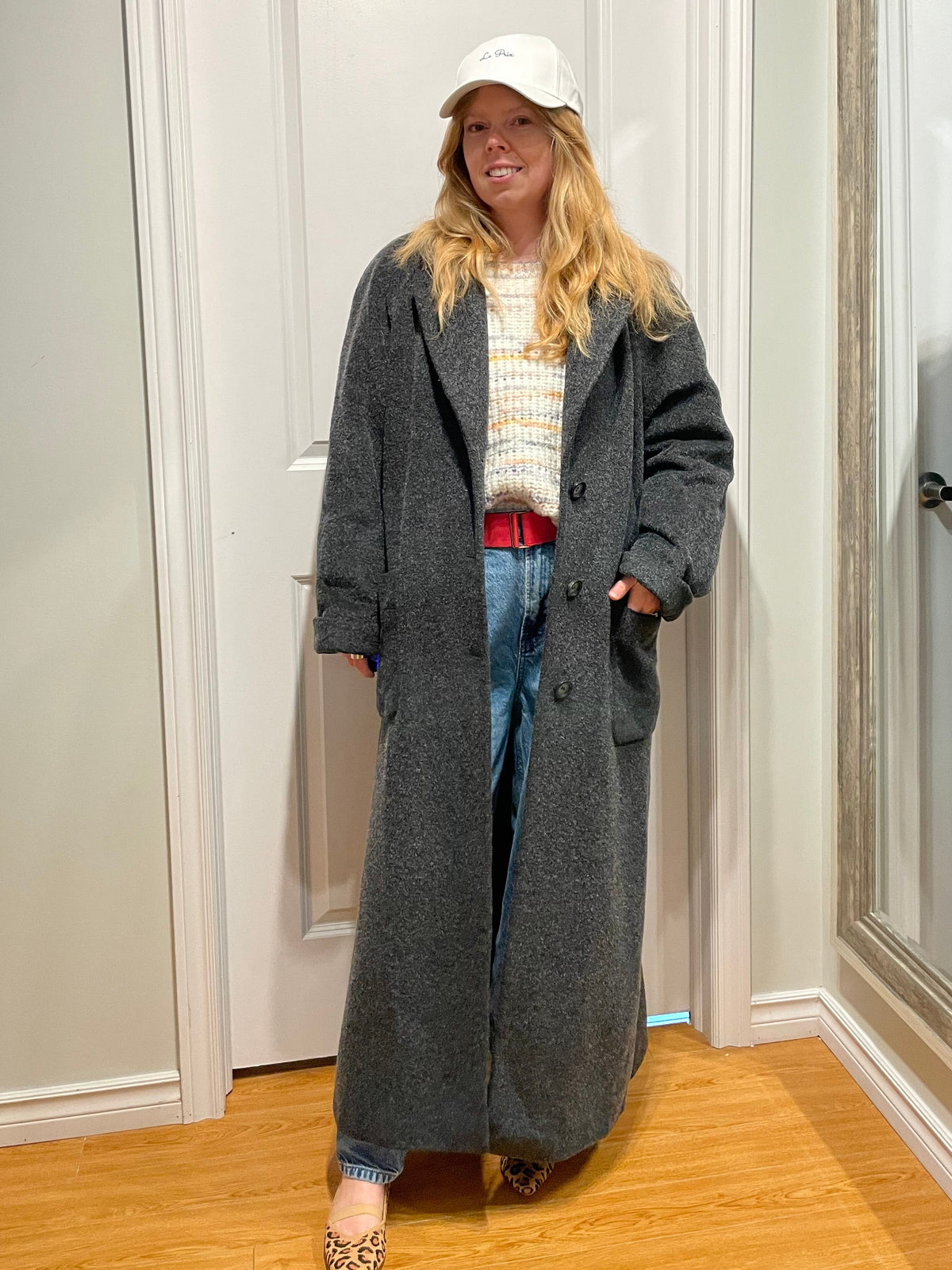 Walker Classic Fashion Charcoal Kid Mohair Long Coat – Size 14-16