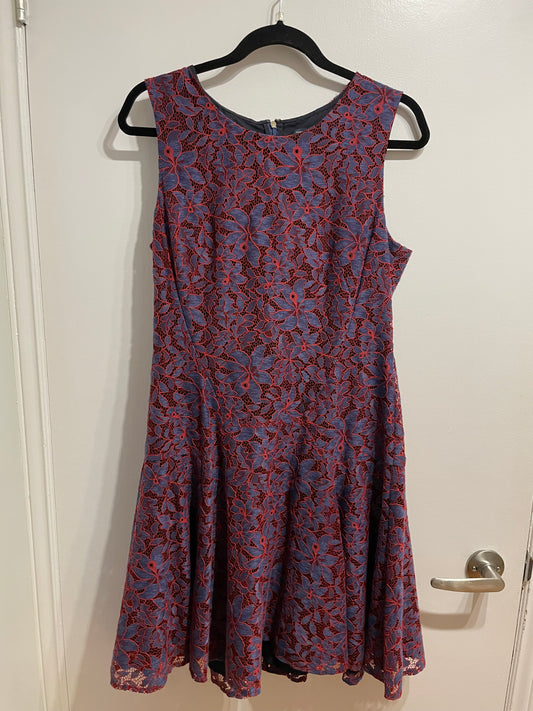 TOMMY HILFIGER Red & Blue Floral Lace Dress – Size 12