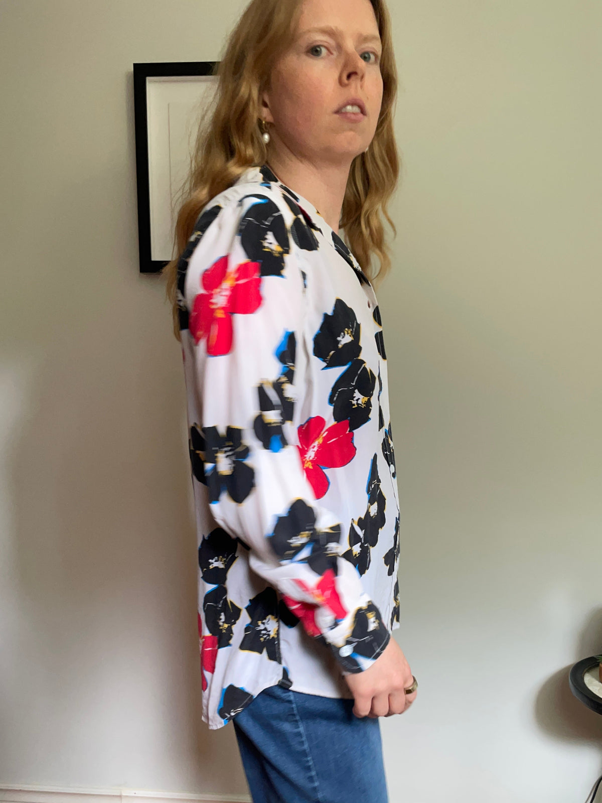Equipment Femme Ivory Multicolour Floral Silk Button-Up Shirt – Large