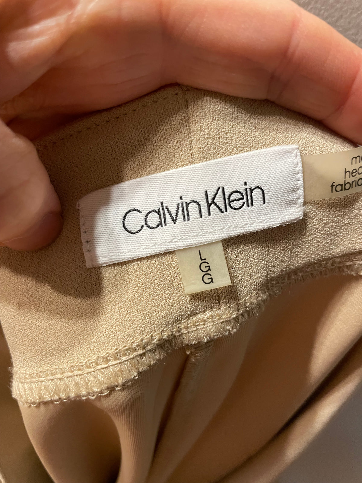 Calvin Klein Taupe Wide-Leg Tie-Waist Trousers – Large