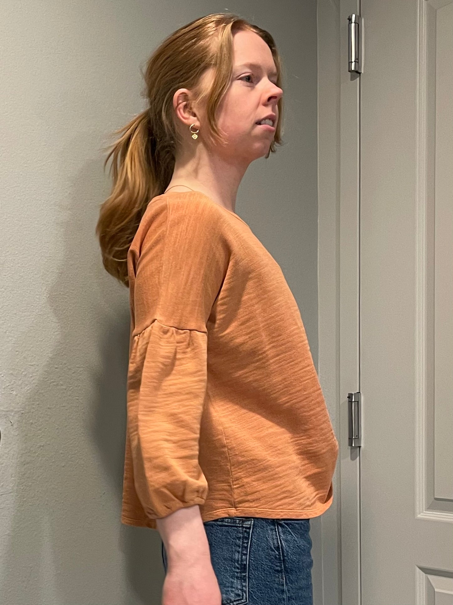 Pure Jill Burnt Orange Cotton Balloon Sleeve Top – Petite Small