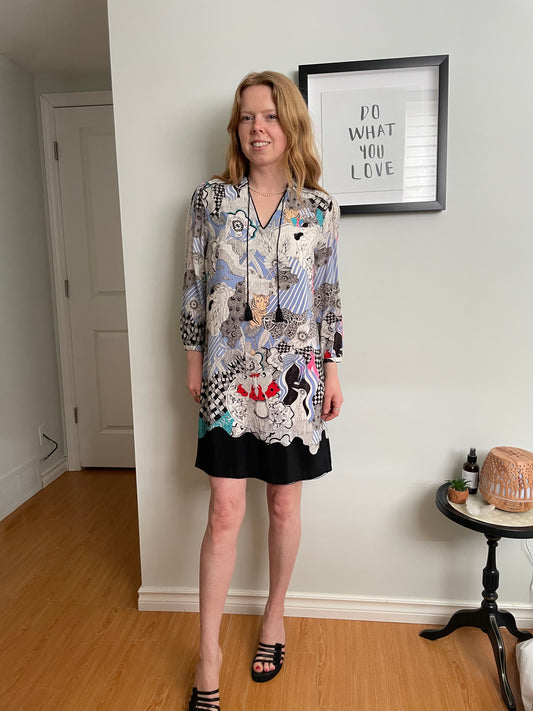 Balducci Multicolor Silk Art Print Dress – Size Small