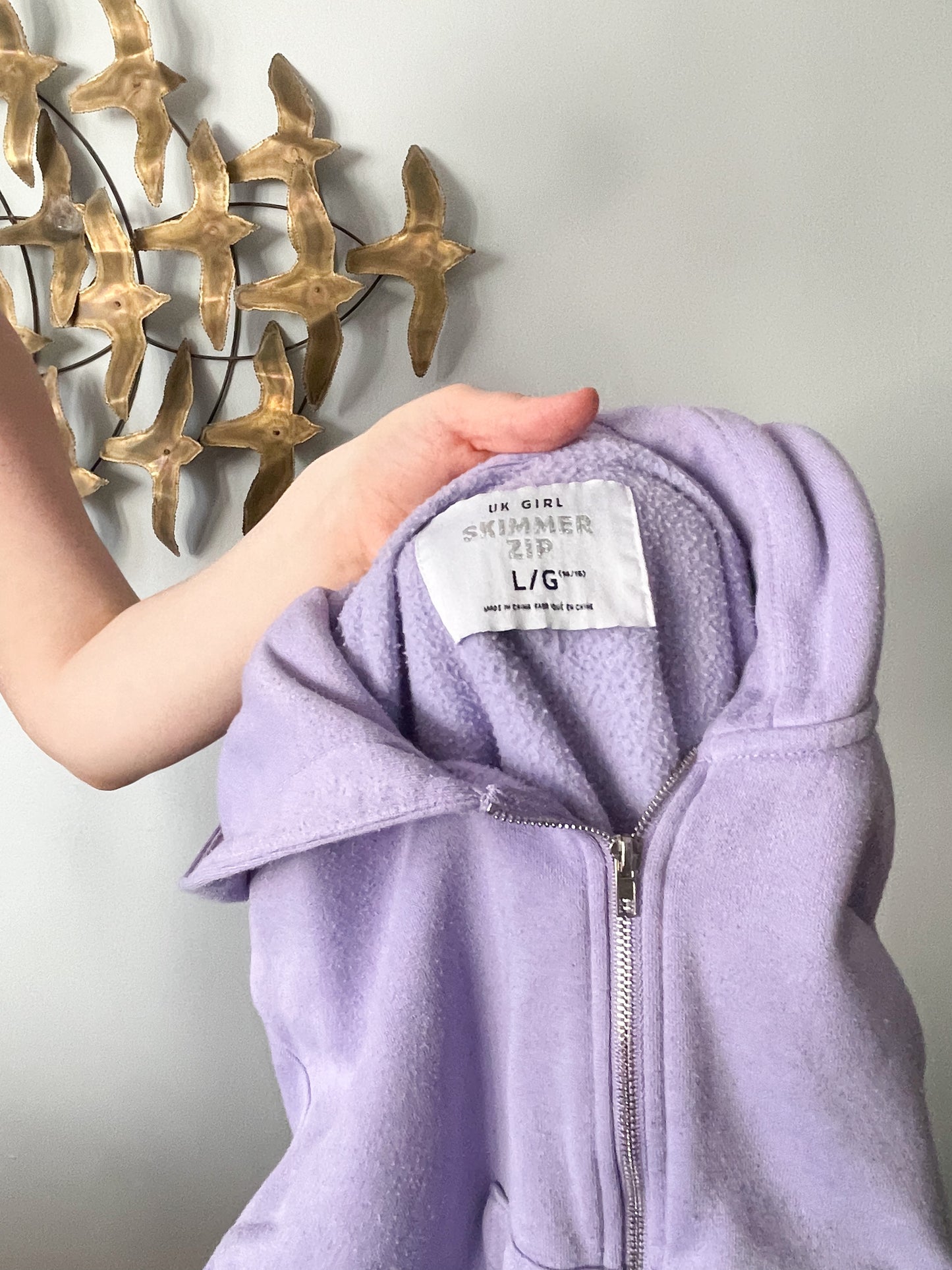 UK Girl Skimmer Lilac Cropped Zipper Hoodie - Small