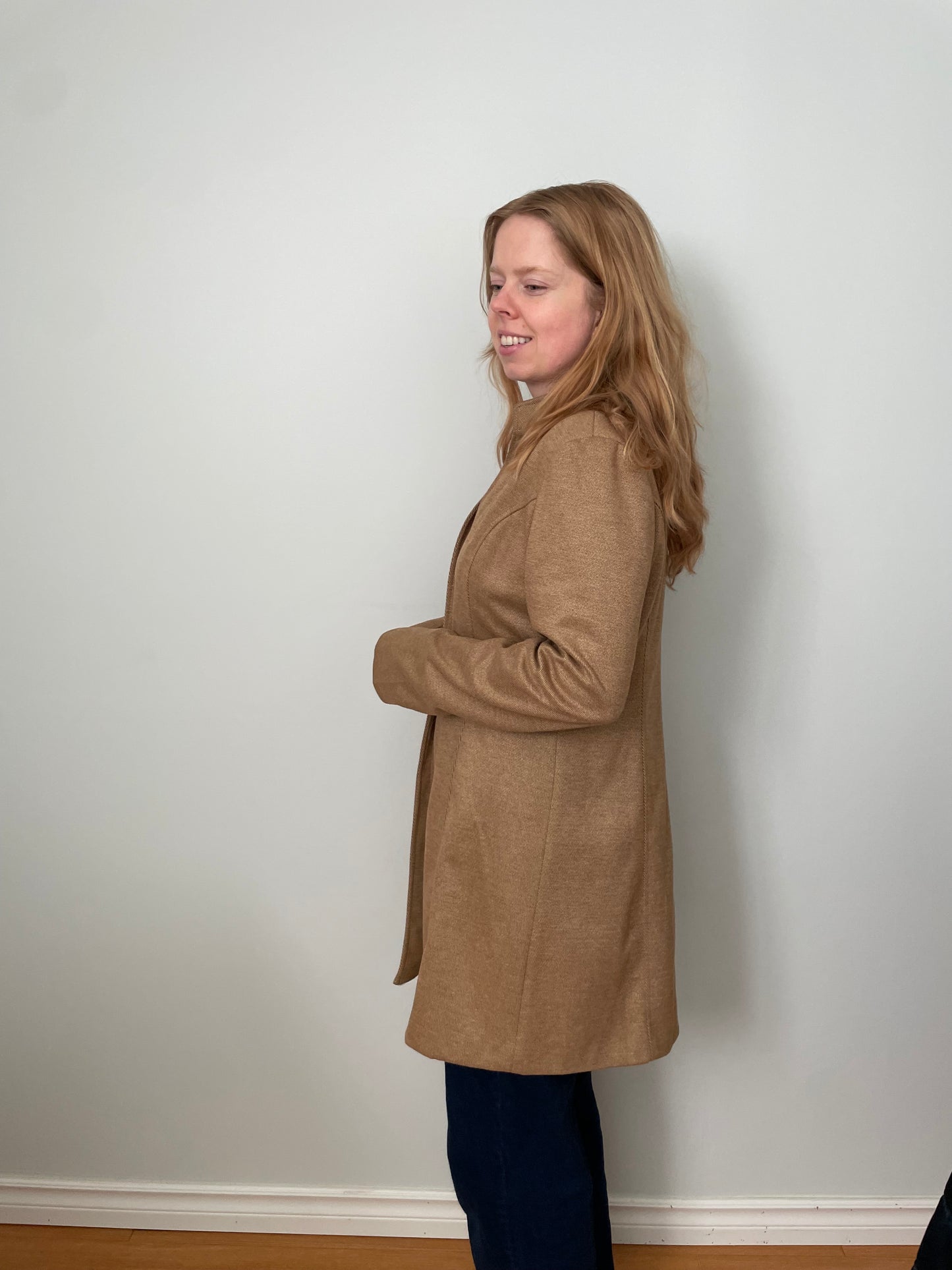 Against Nudity Camel Tailored Knit Coat – Large