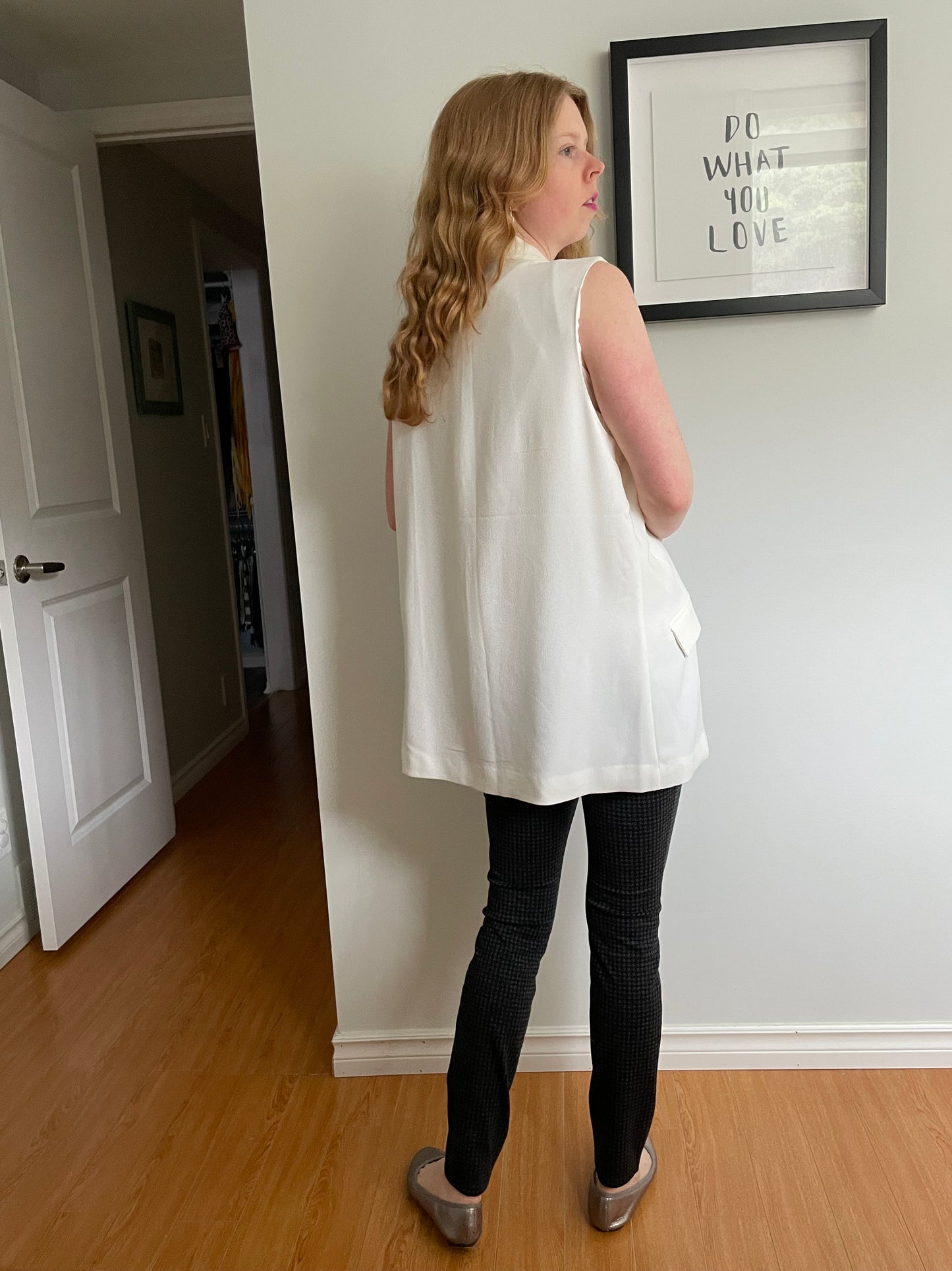 Rock & Shine White Longline Open Sleeveless Blazer Vest - M-XXL