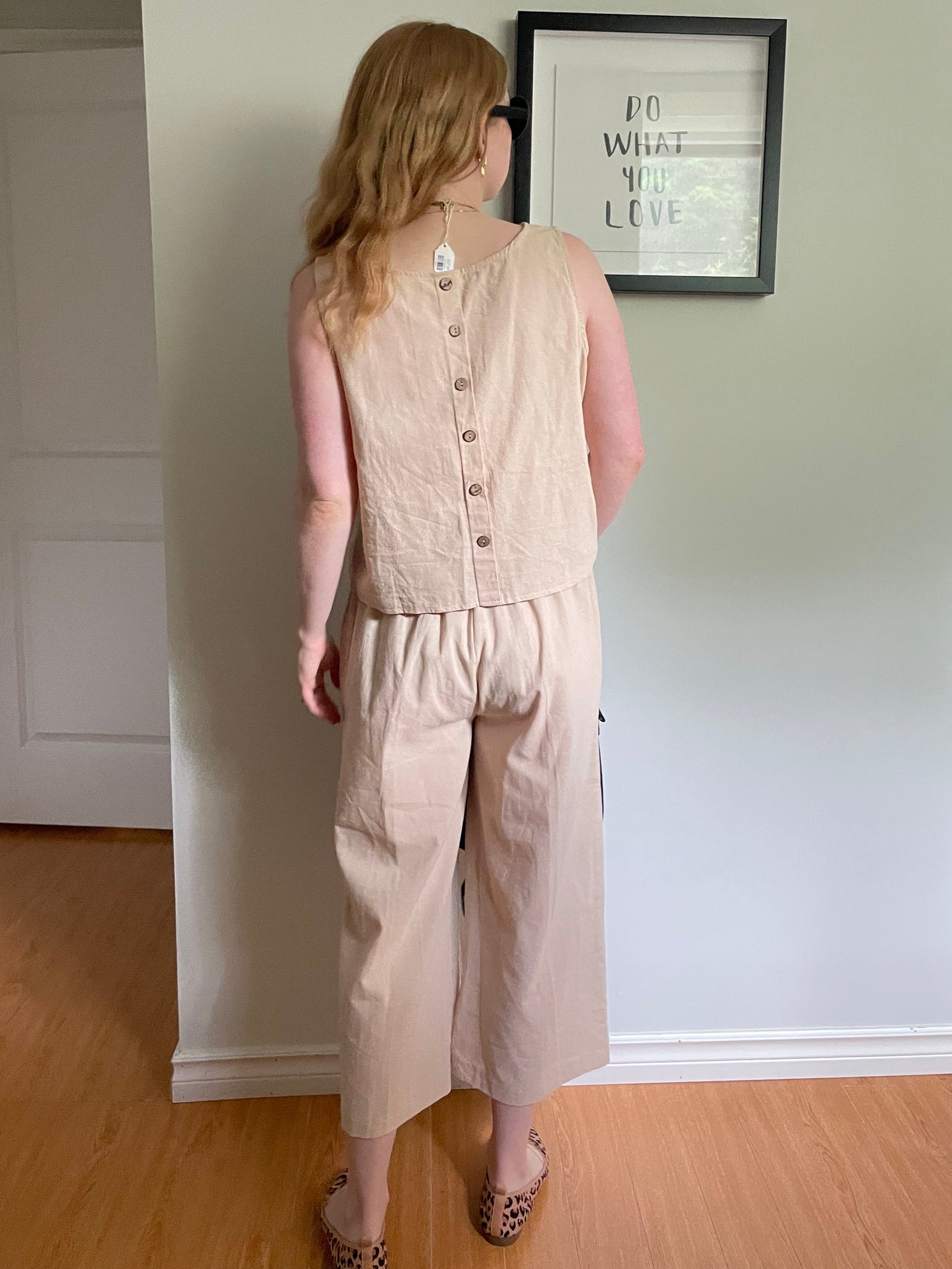 Natural Cotton Linen Blend Matching Set – Top & Culottes – Small